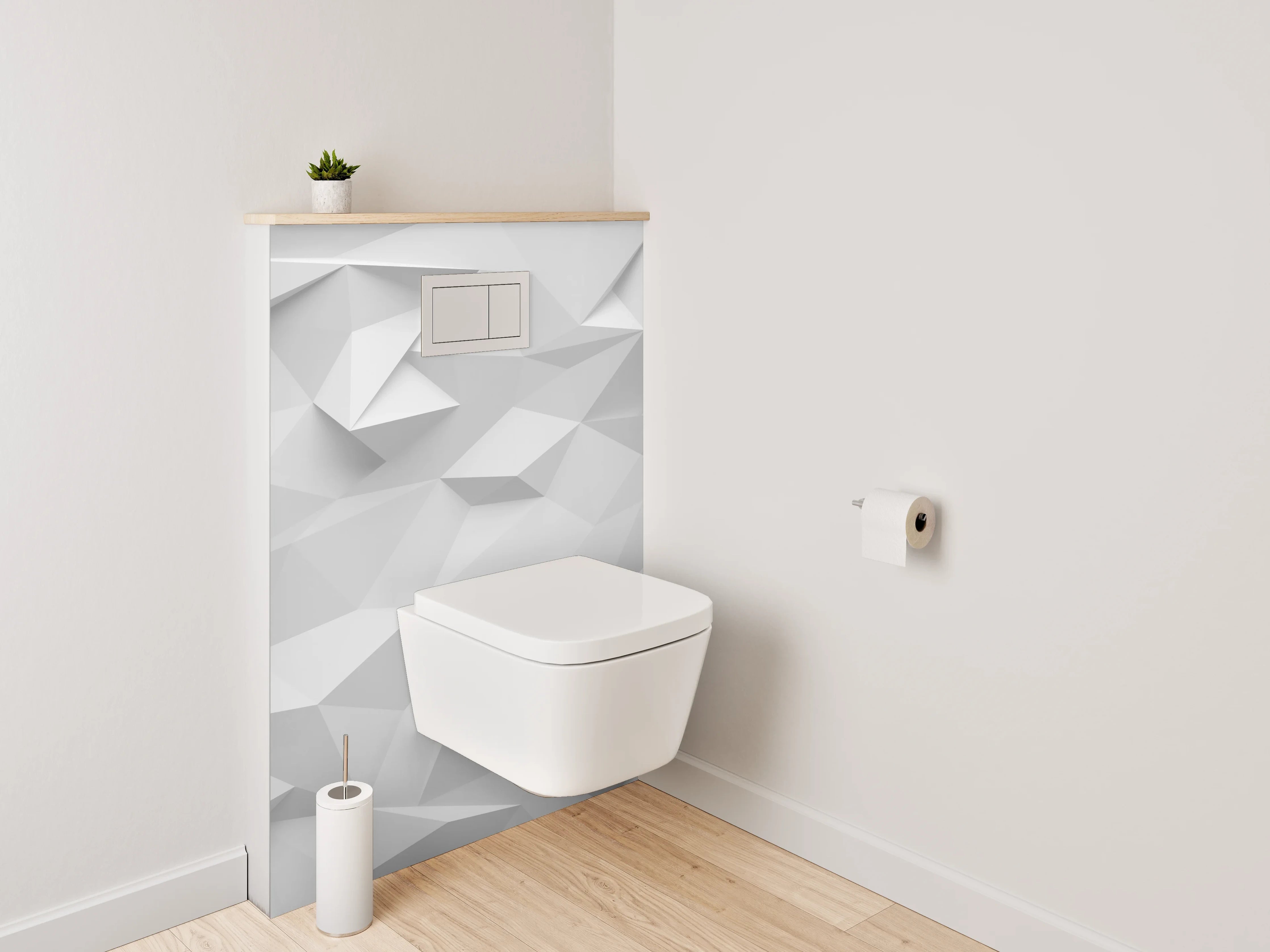 WC-Rückwand - Geometrisch weiße 3D-Struktur