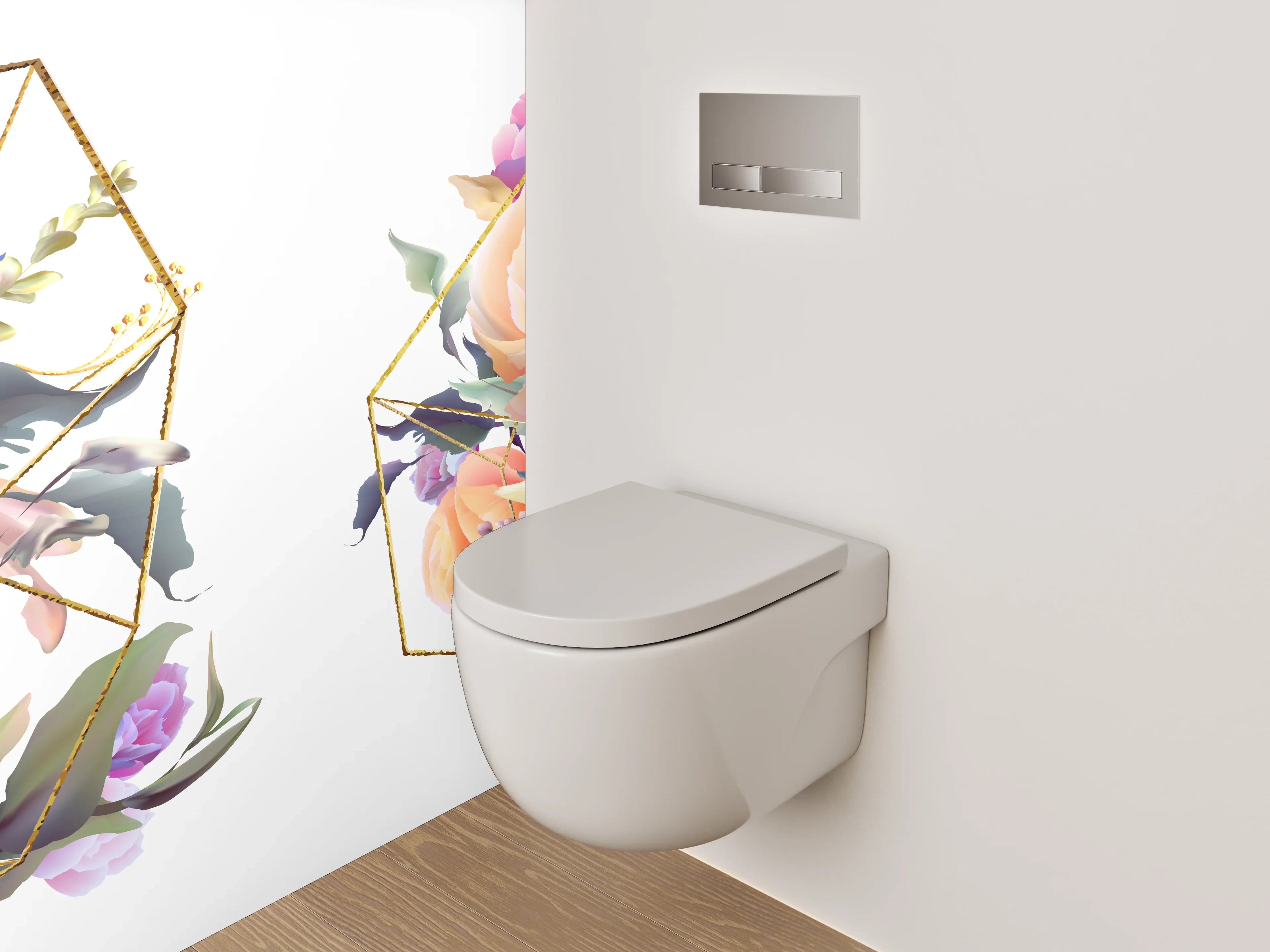 WC-Rückwand - Geometrische Blumen Aquarell Mix