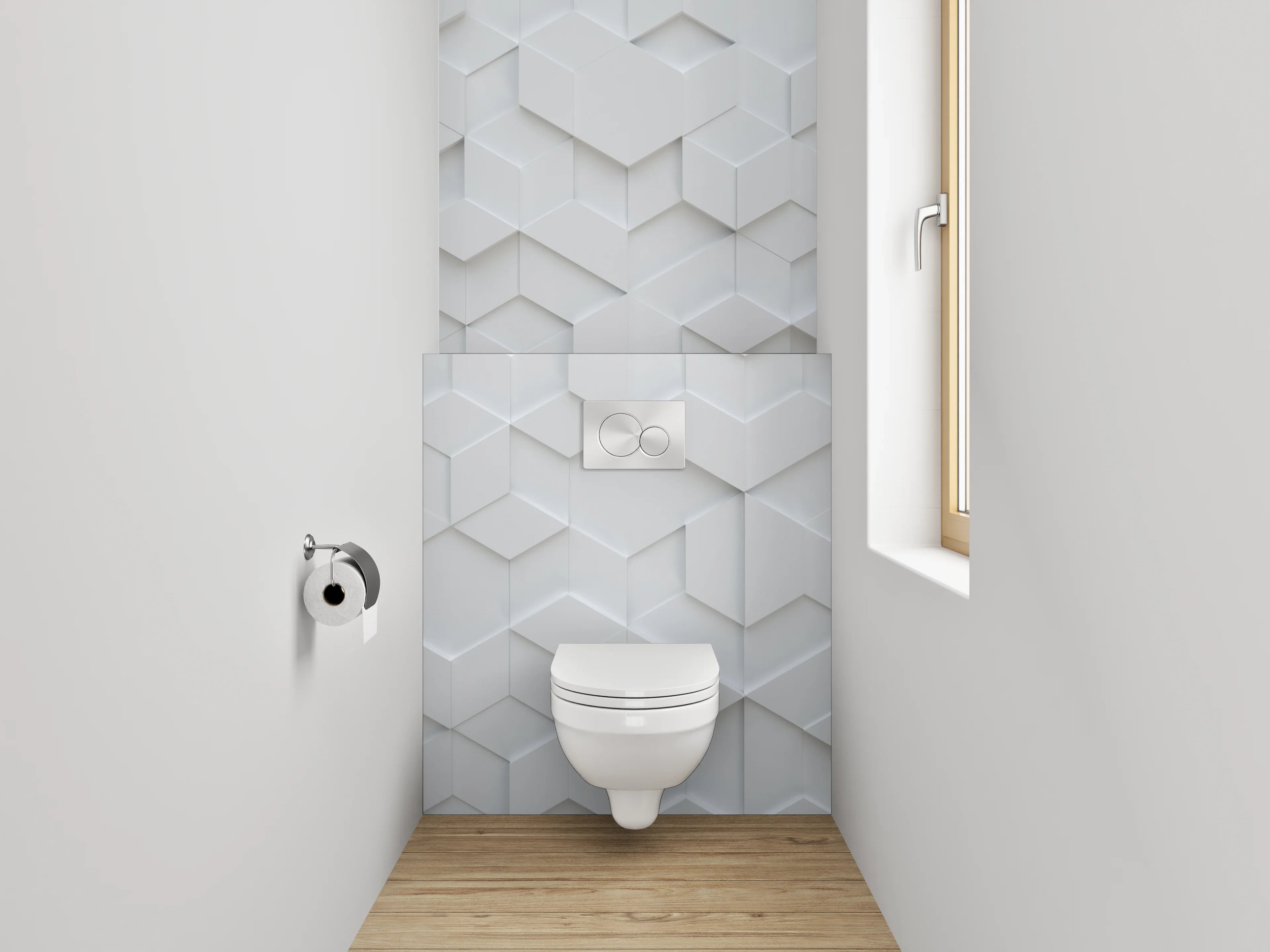 WC-Rückwand - Geometrische weiße 3D Muster-Fliesen