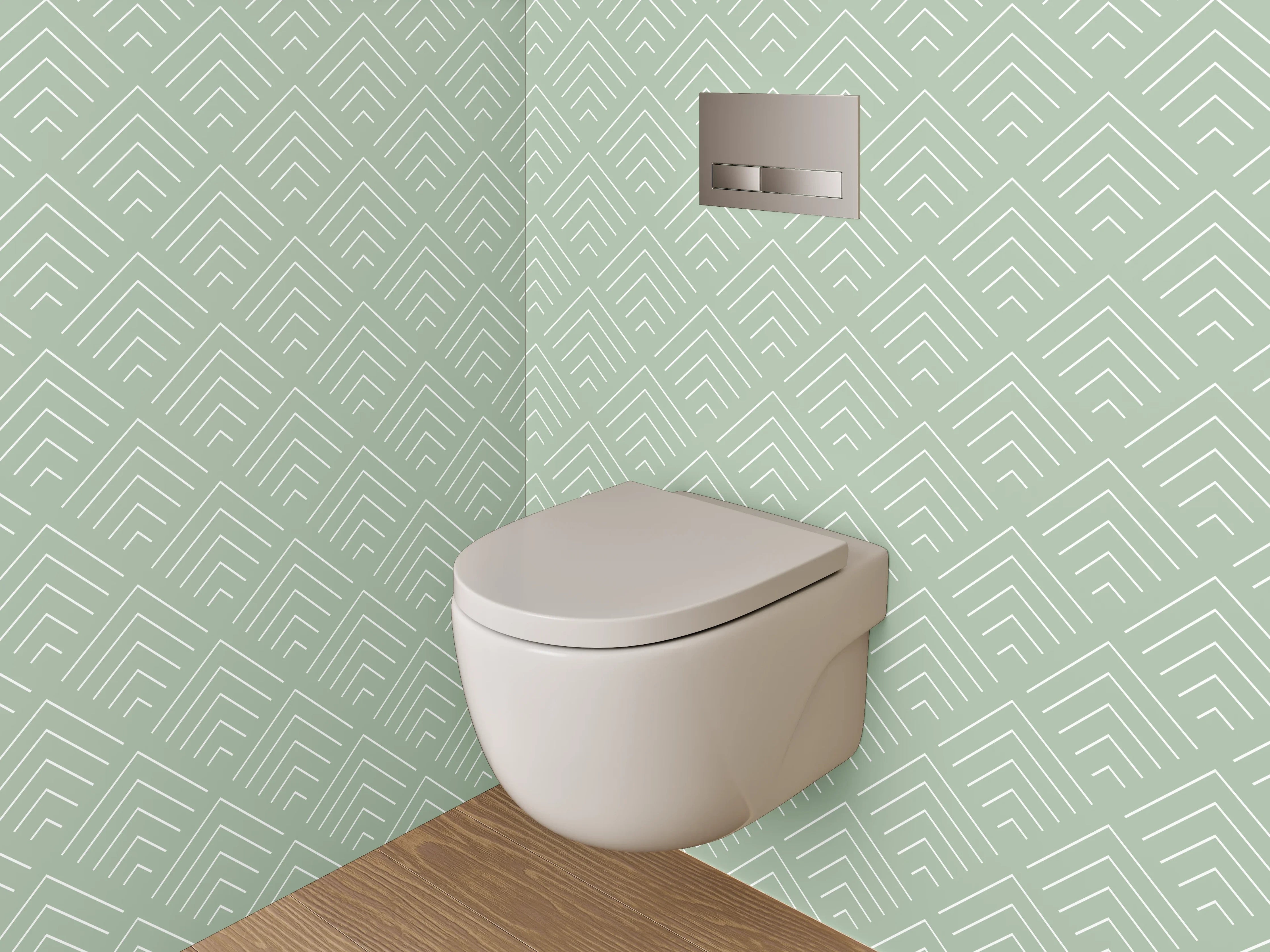 WC-Rückwand - Geometrisches Art Deco Muster Mintgrün