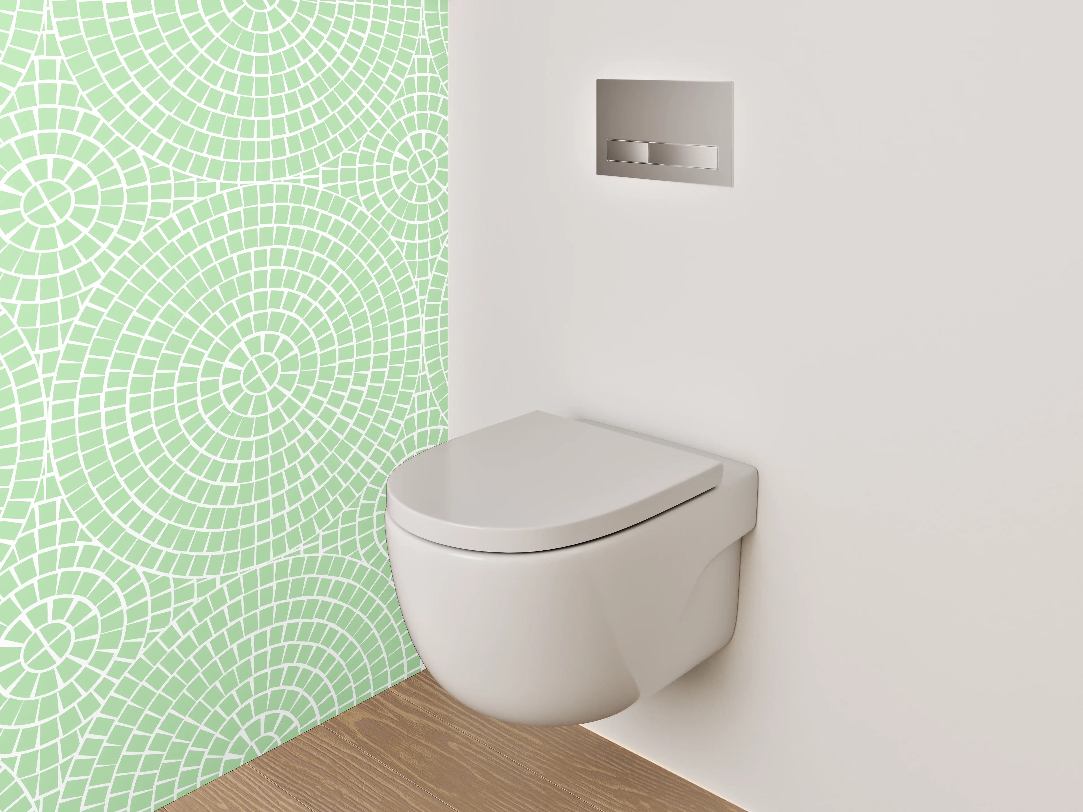WC-Rückwand - Geometrisches Kreismuster in Mintgrün