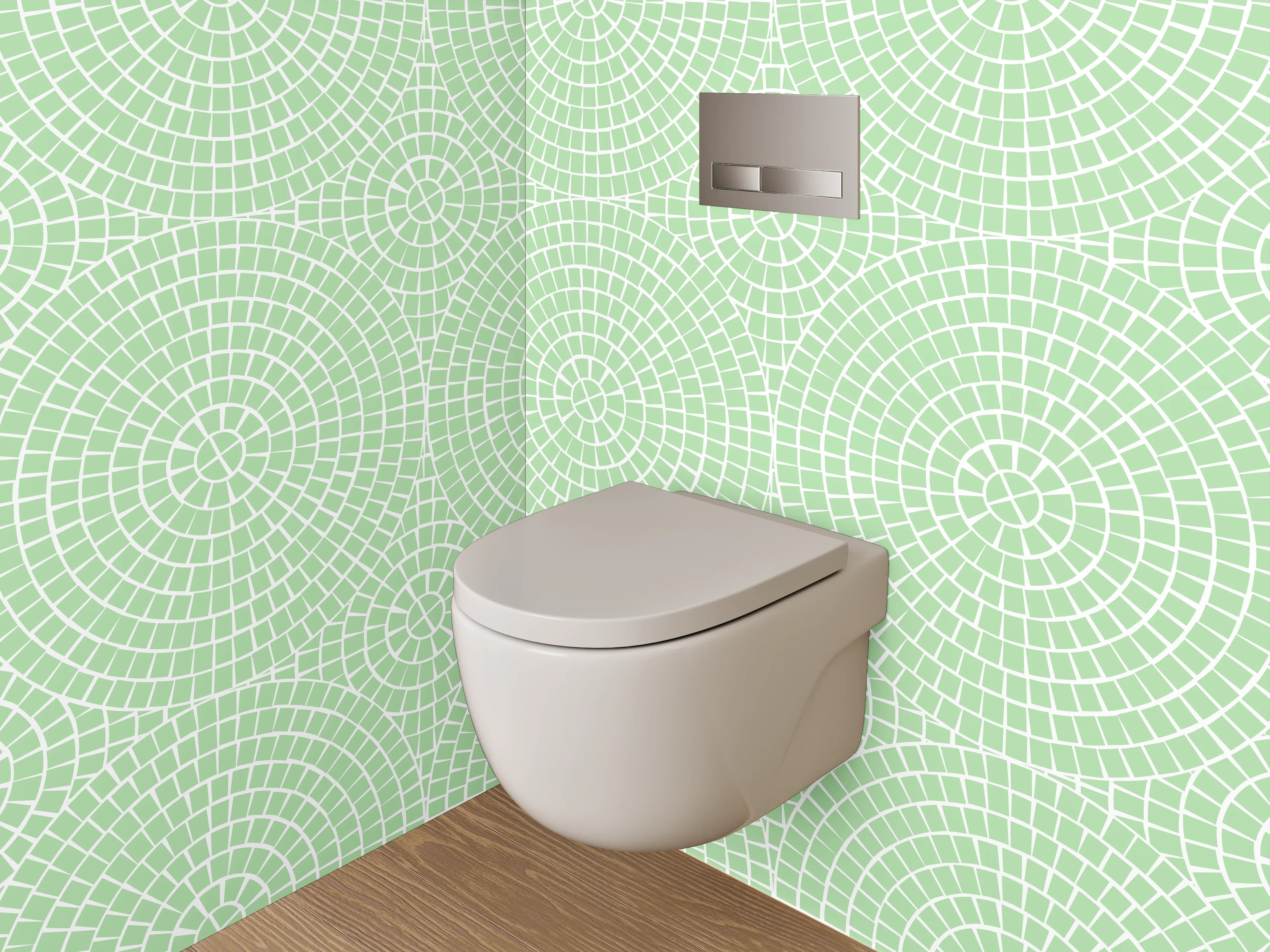 WC-Rückwand - Geometrisches Kreismuster in Mintgrün