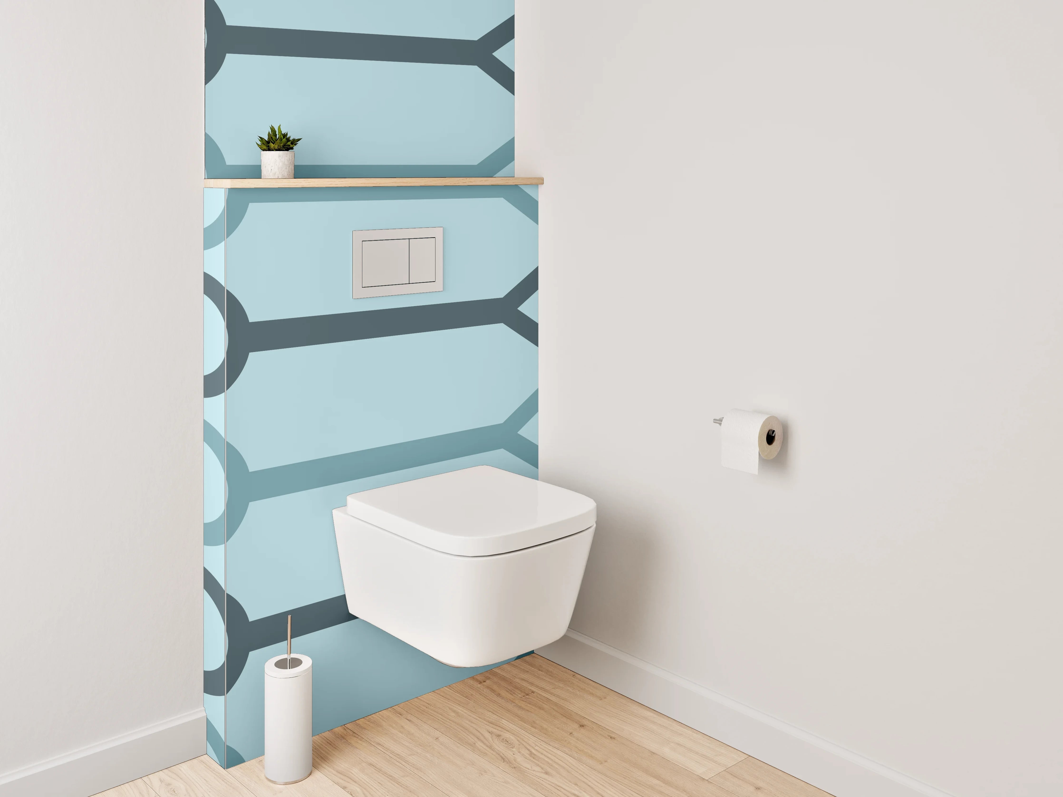 WC-Rückwand - Geometrisches Linienmuster Blau Modern