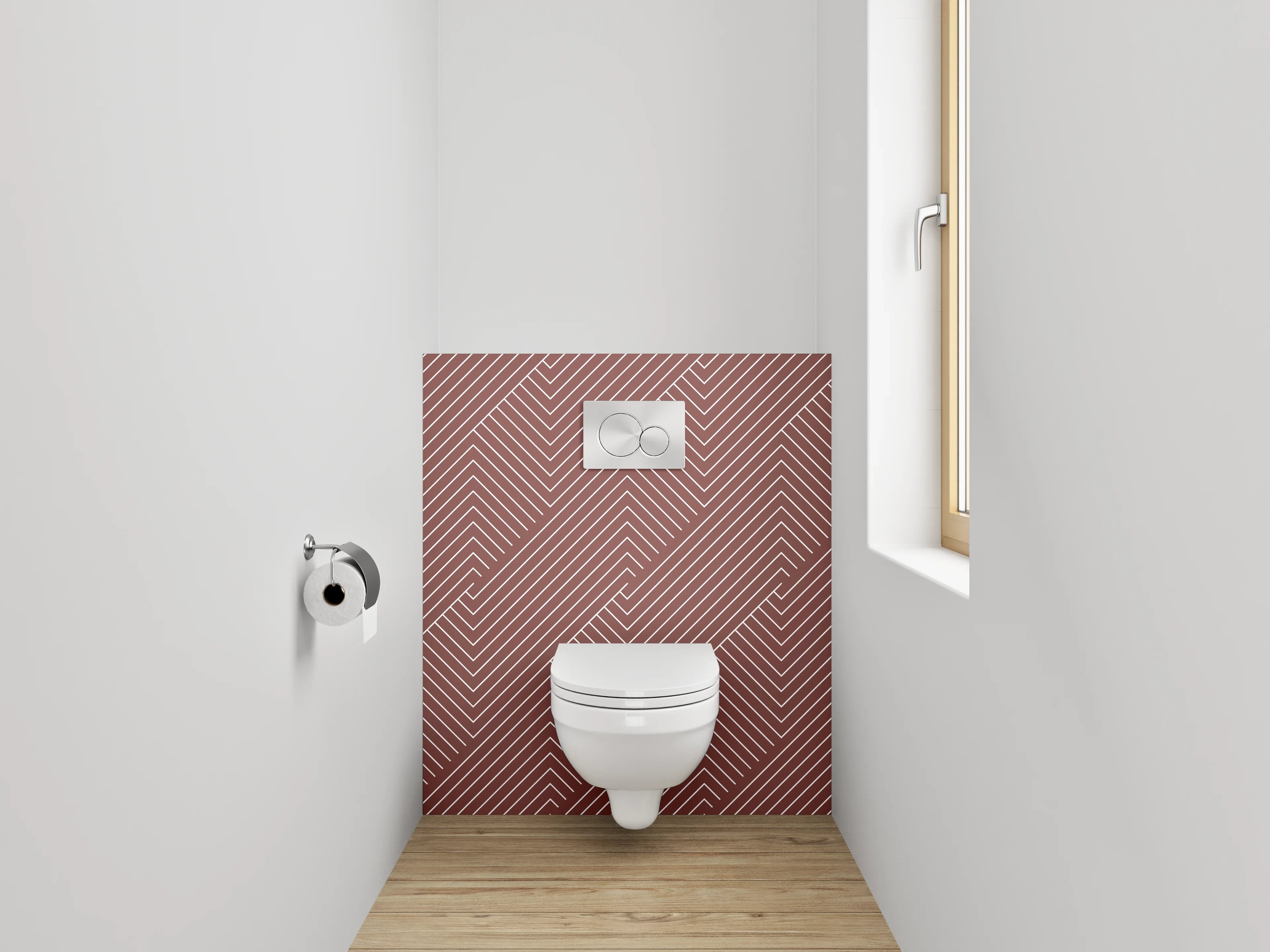 WC-Rückwand - Geometrisches Linienmuster Modern Rot