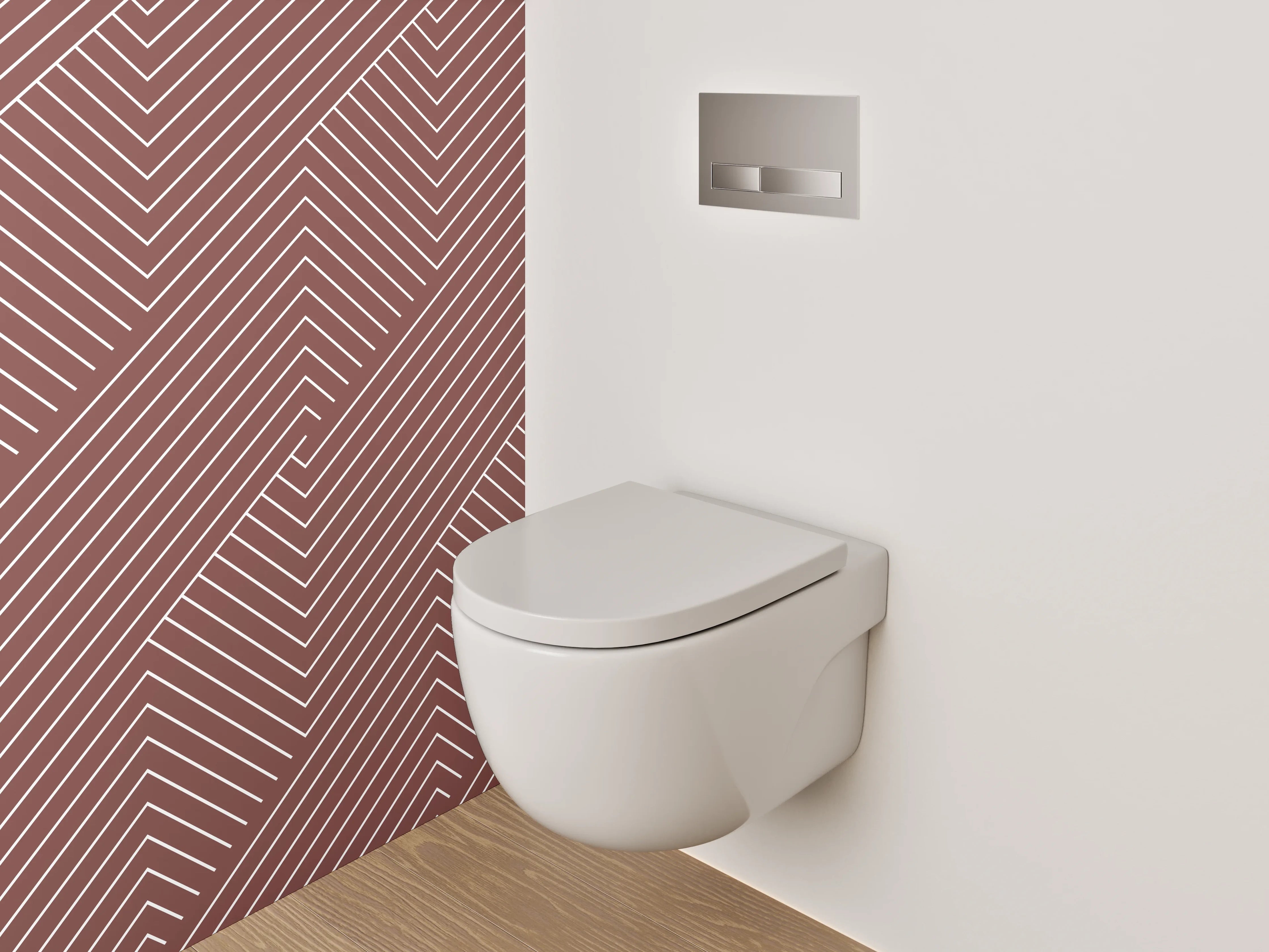 WC-Rückwand - Geometrisches Linienmuster Modern Rot