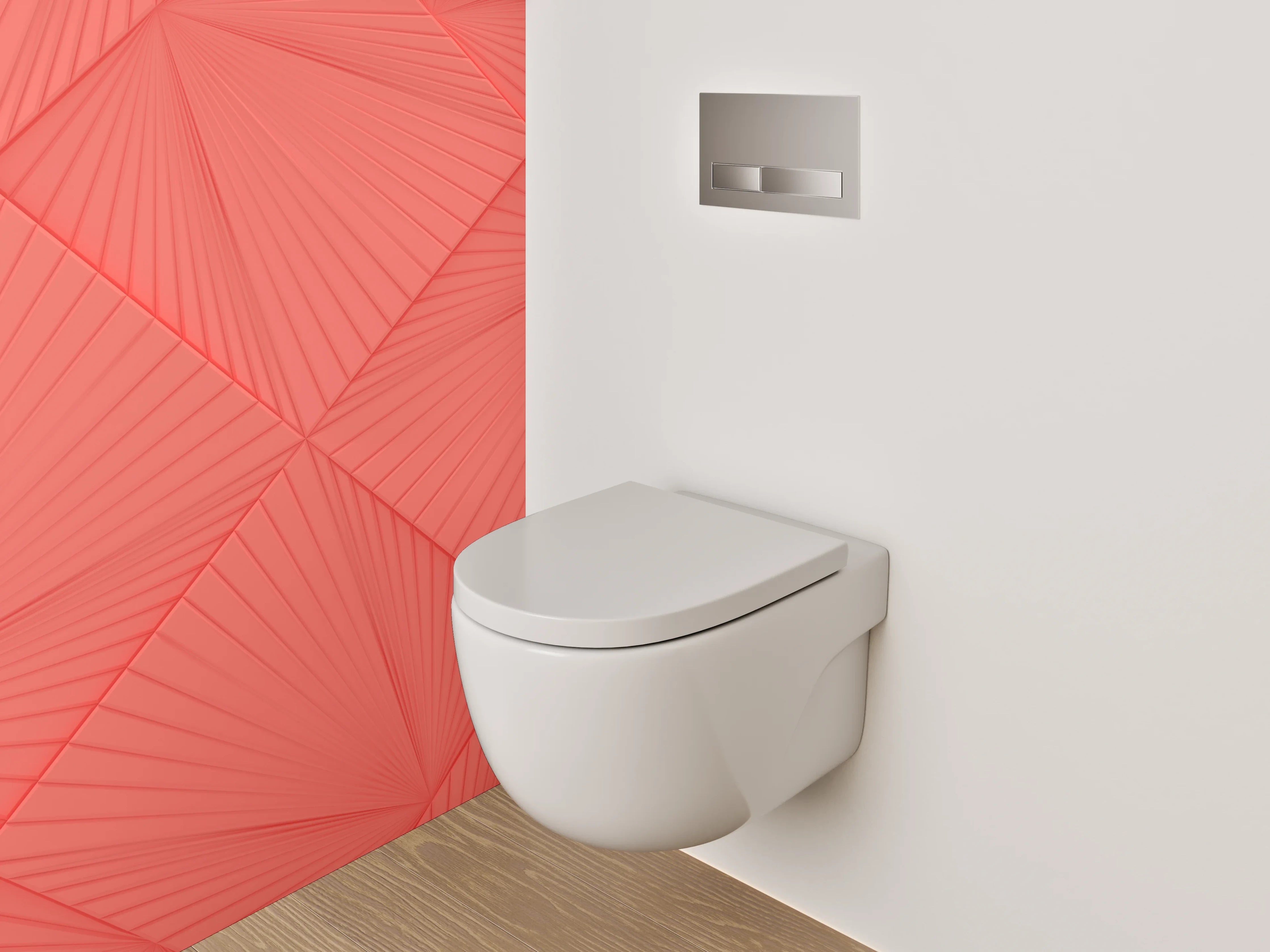 WC-Rückwand - Geometrisches Linienmuster Rot Abstrakt