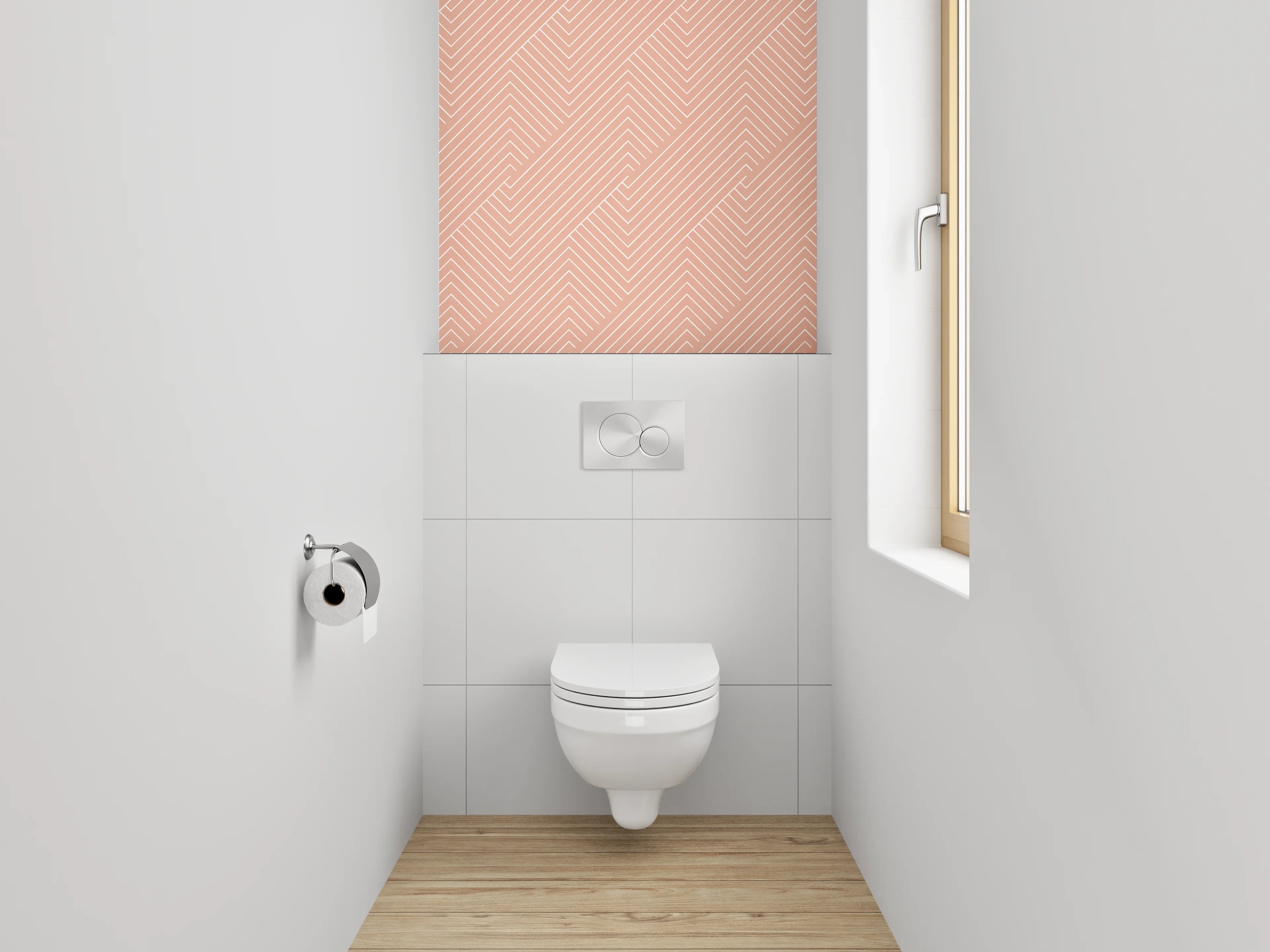 WC-Rückwand - Geometrisches Linienmuster in Beige