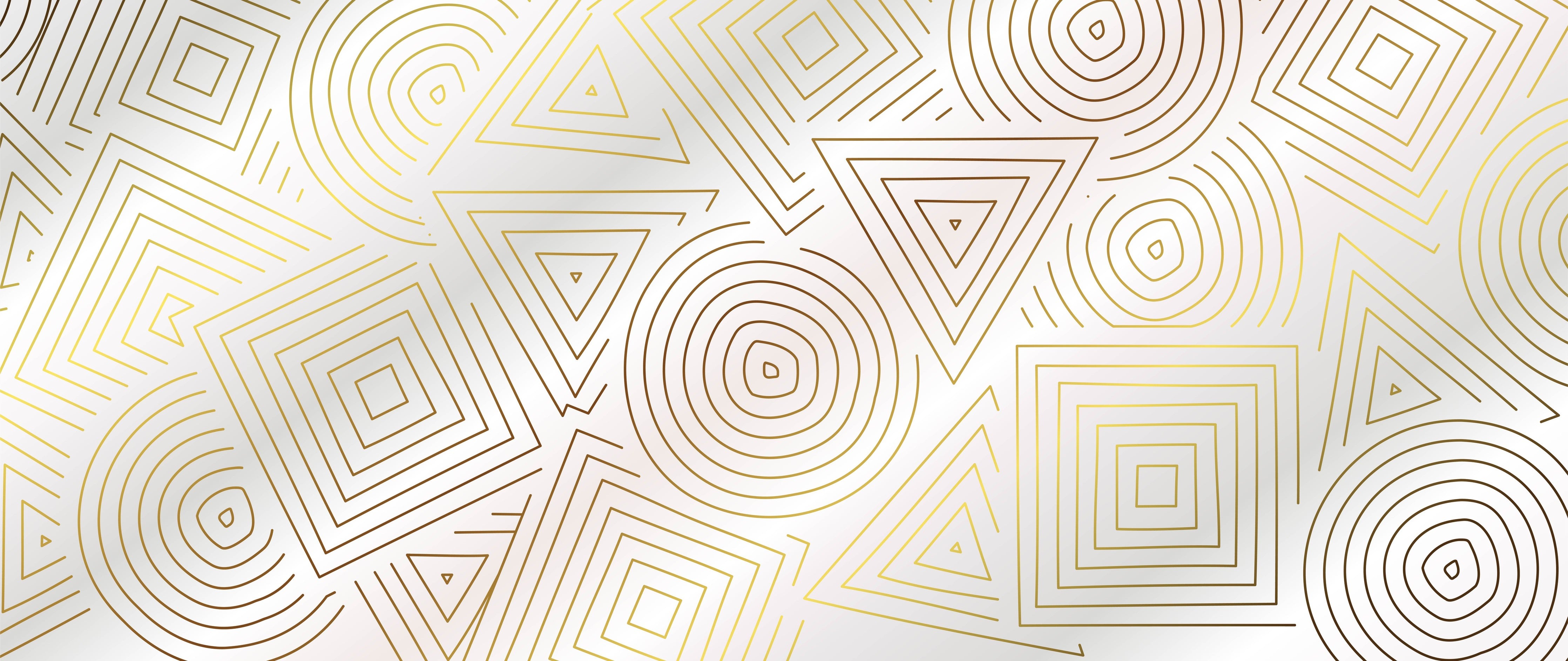 WC-Rückwand-Geometrisches Linienmuster in Gold auf Weiß