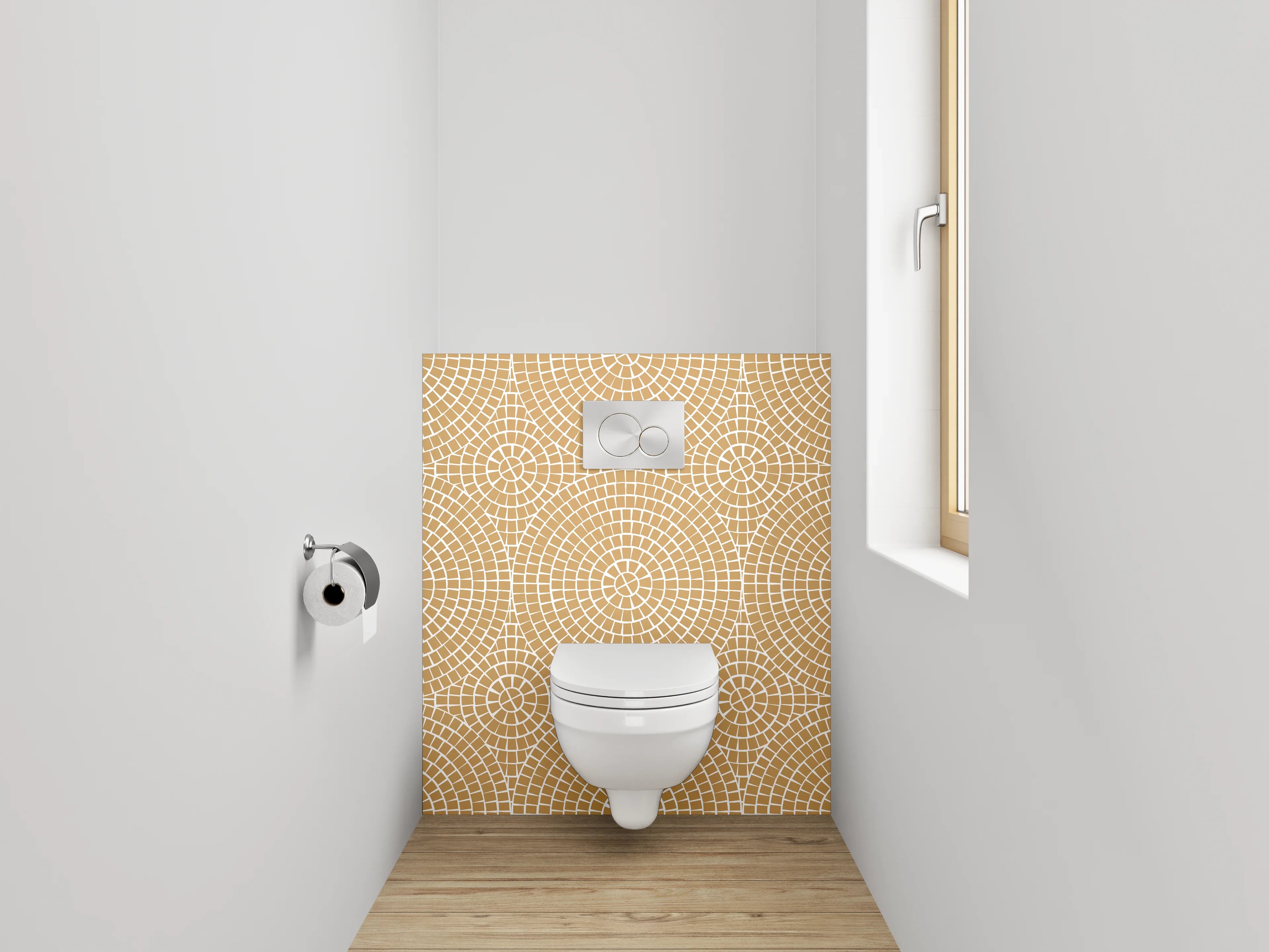 WC-Rückwand - Geometrisches Mosaik Muster Beige