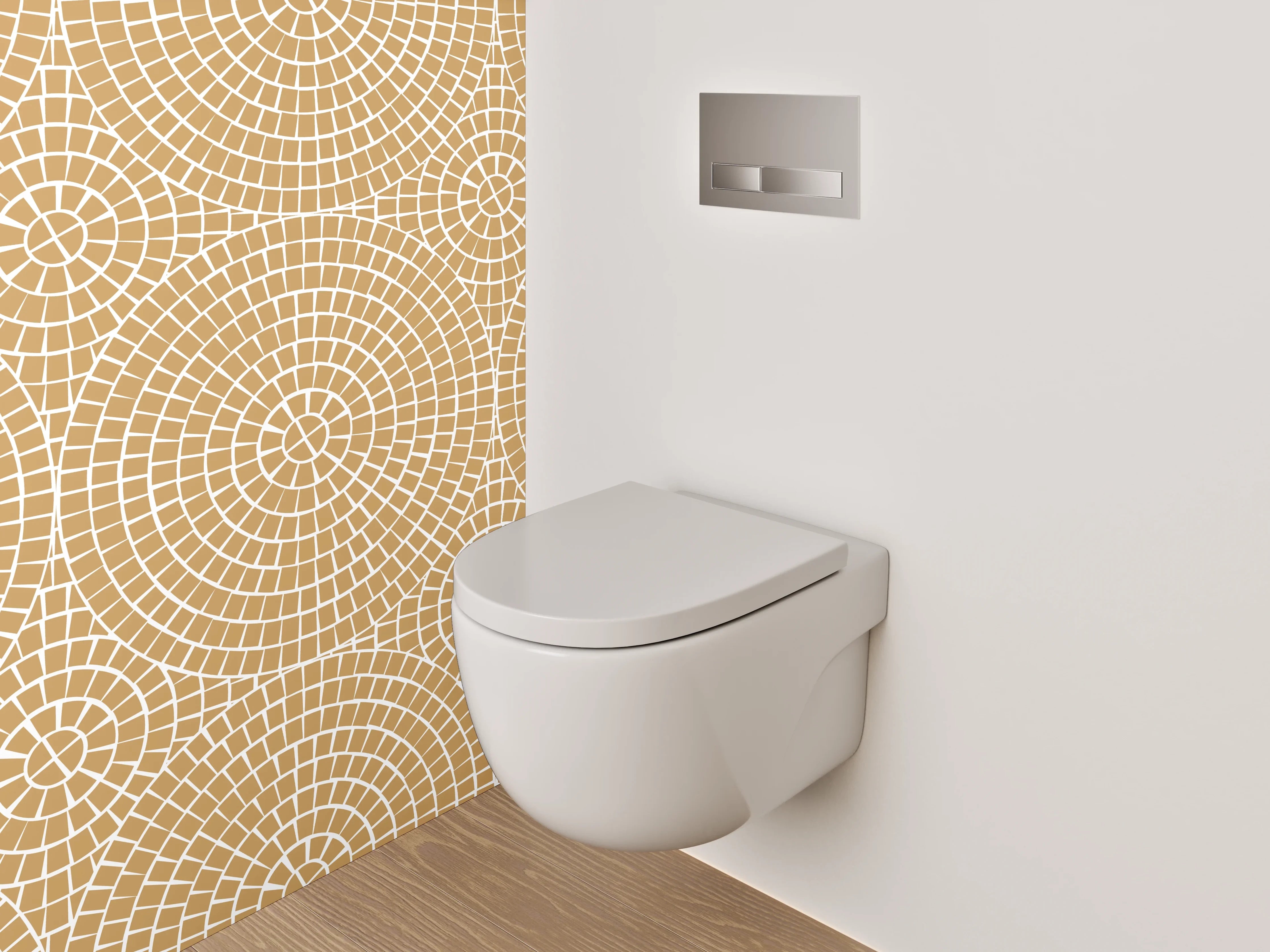 WC-Rückwand - Geometrisches Mosaik Muster Beige
