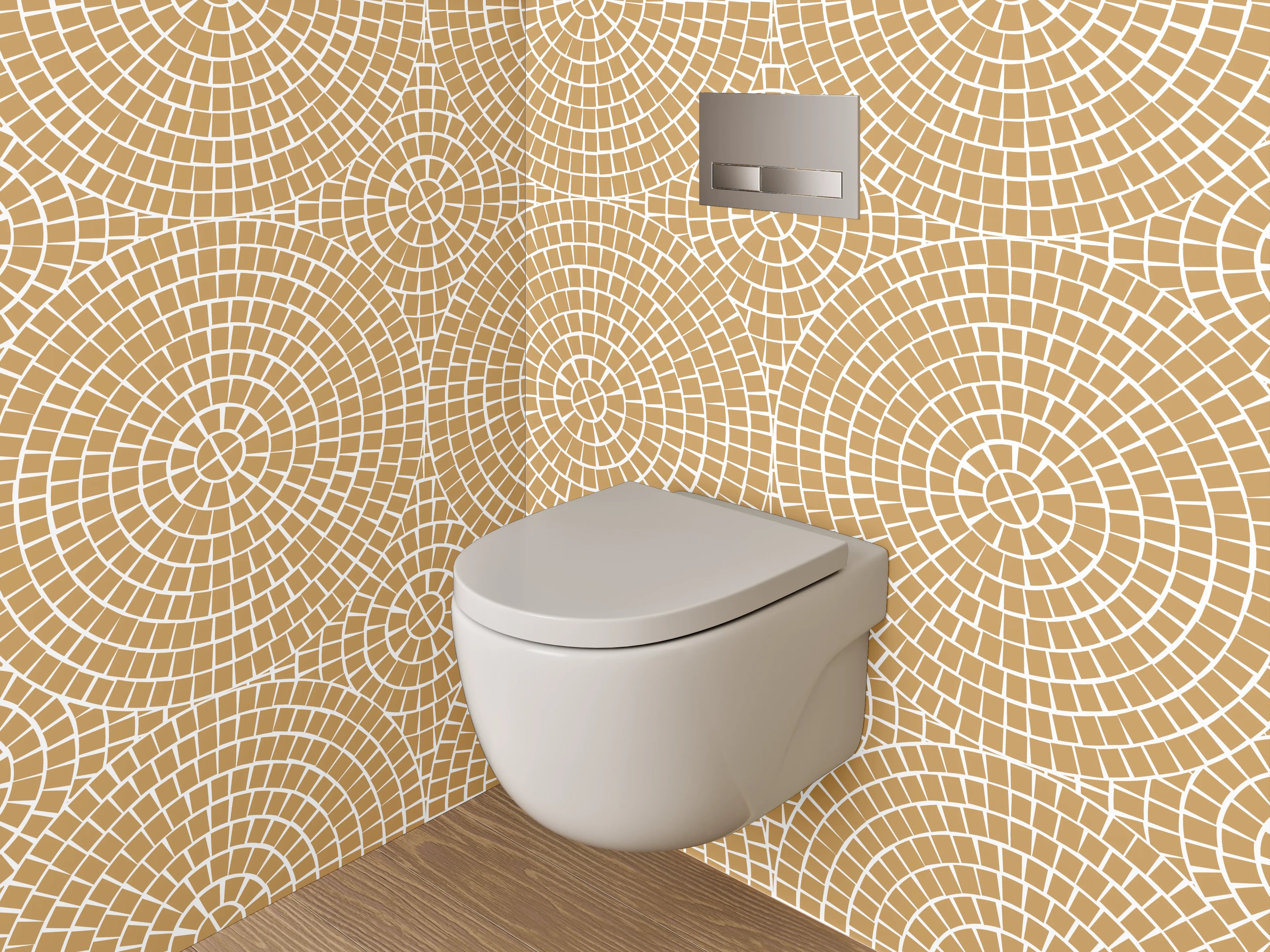 WC-Rückwand - Geometrisches Mosaik Muster Beige