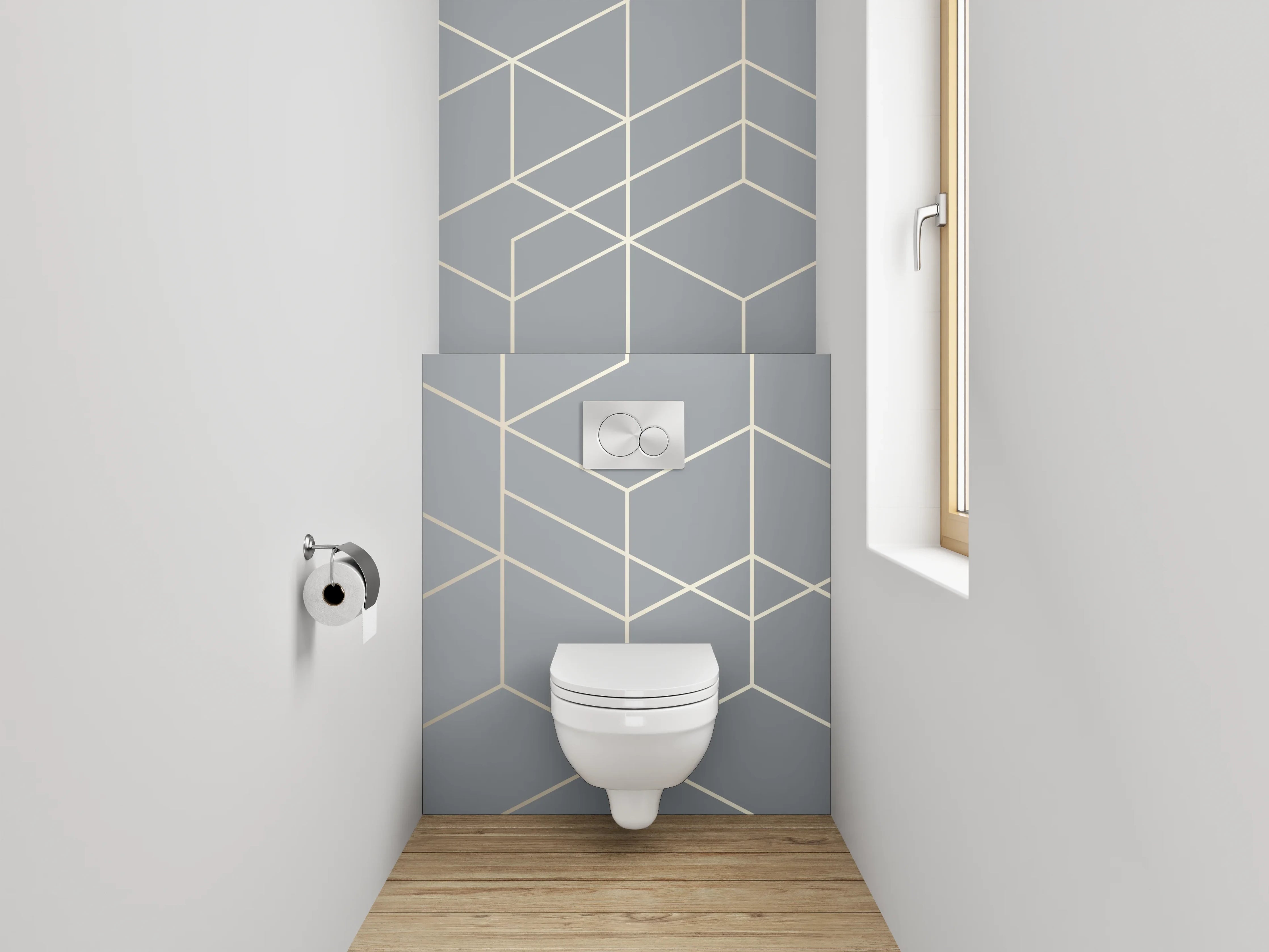 WC-Rückwand - Geometrisches Muster Grau Silber Minimalistisch
