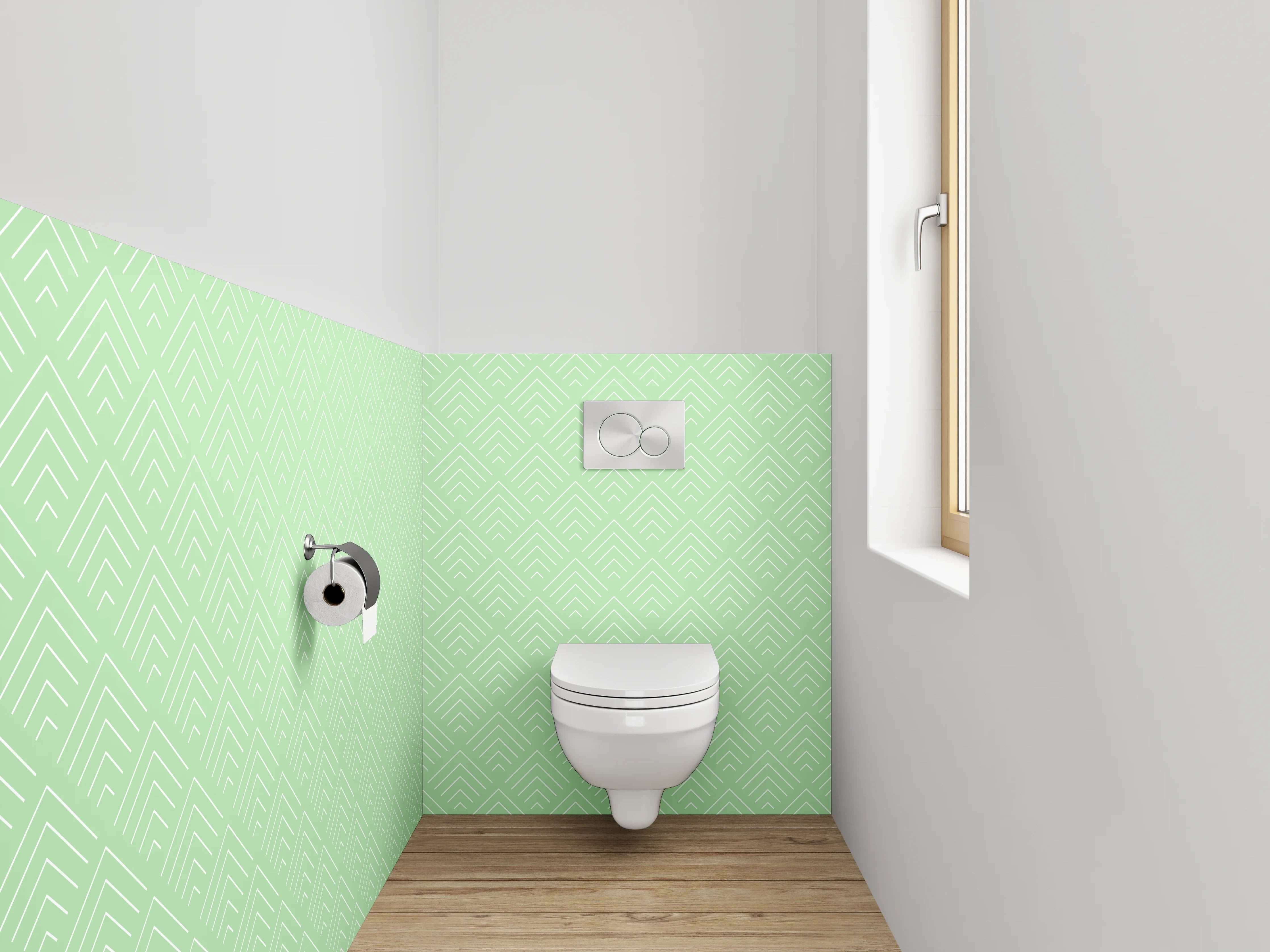 WC-Rückwand - Geometrisches Muster Grün Pastell