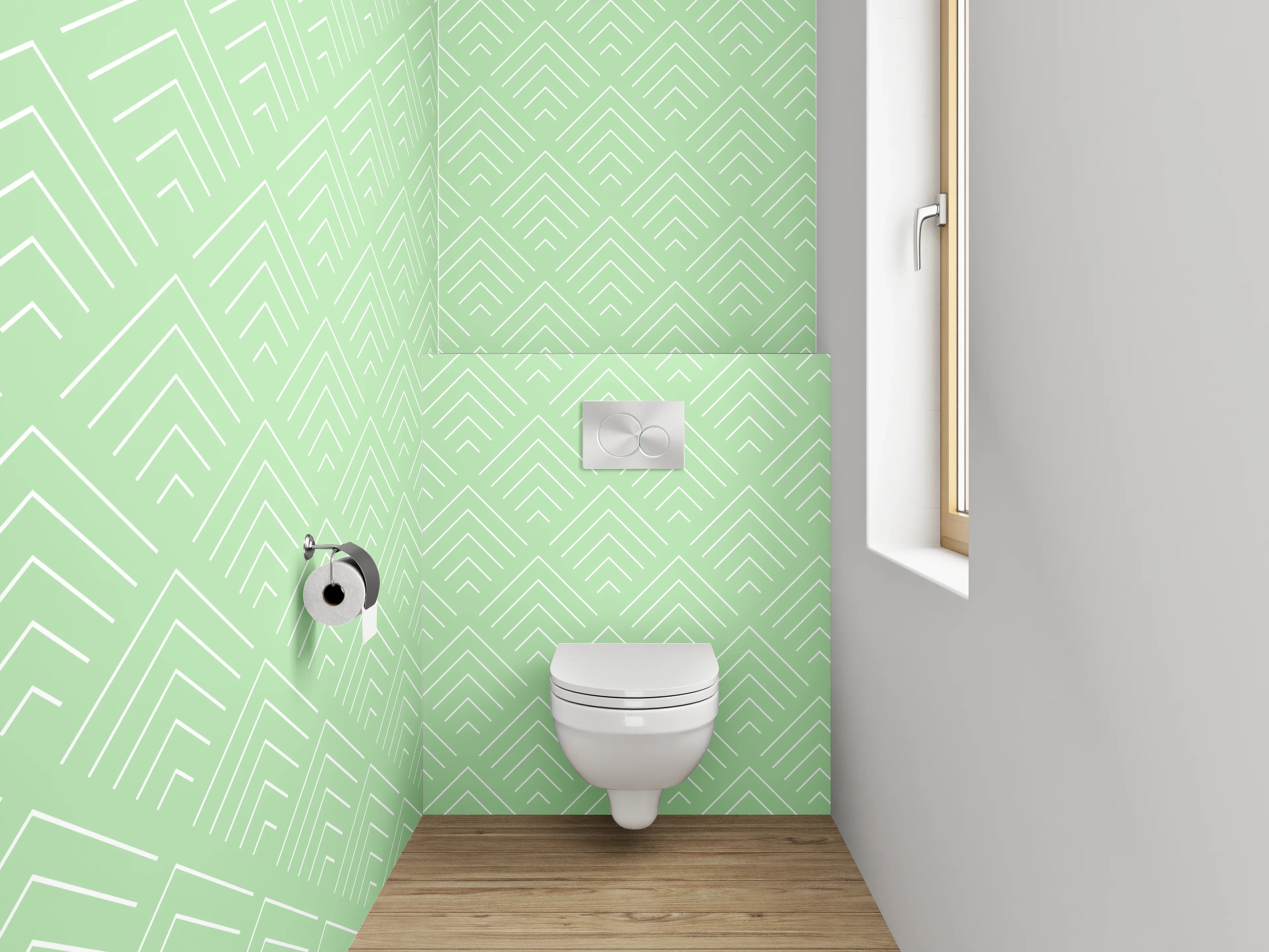 WC-Rückwand - Geometrisches Muster Grün Pastell
