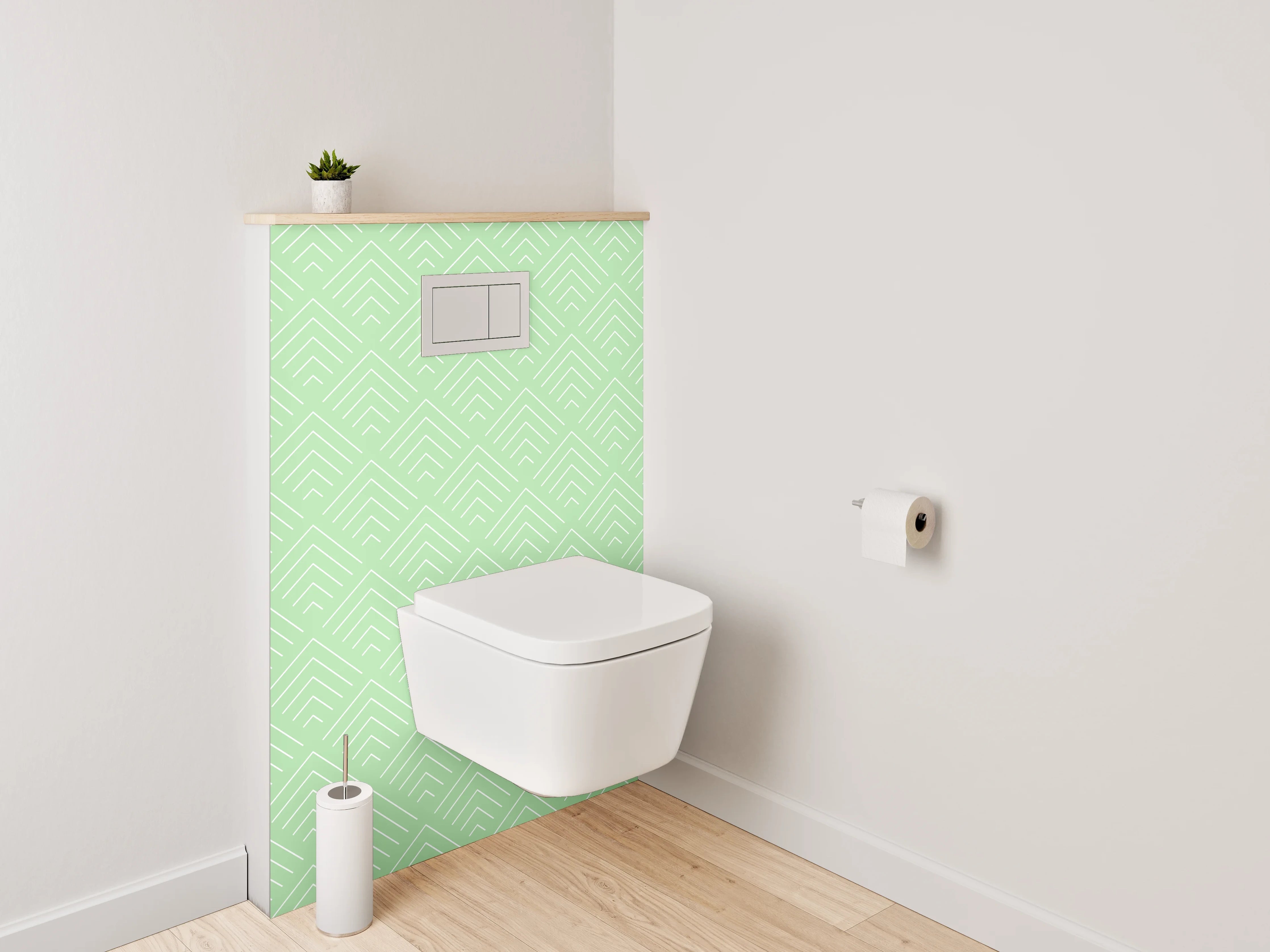 WC-Rückwand - Geometrisches Muster Grün Pastell