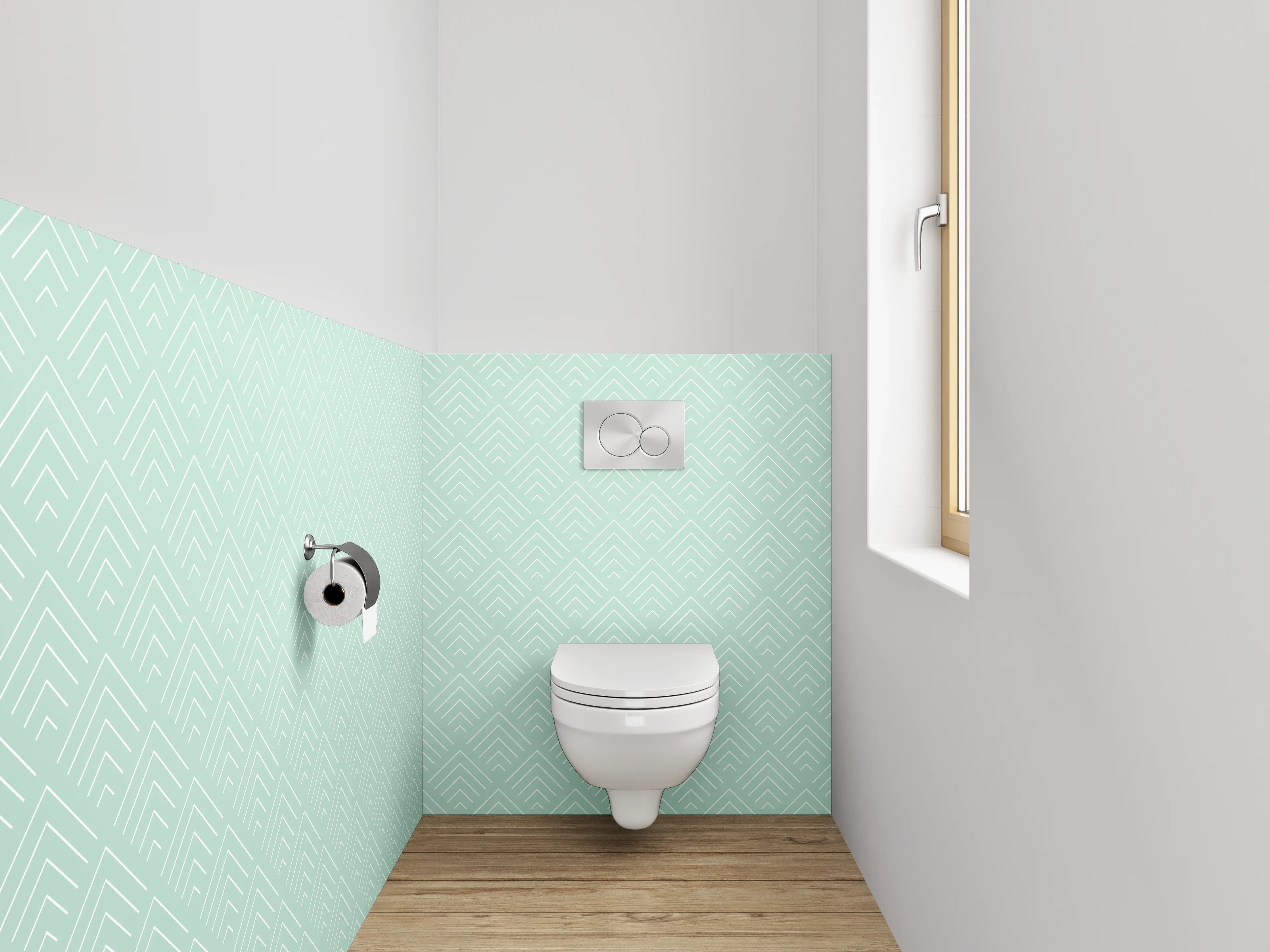 WC-Rückwand - Geometrisches Muster Mintgrün