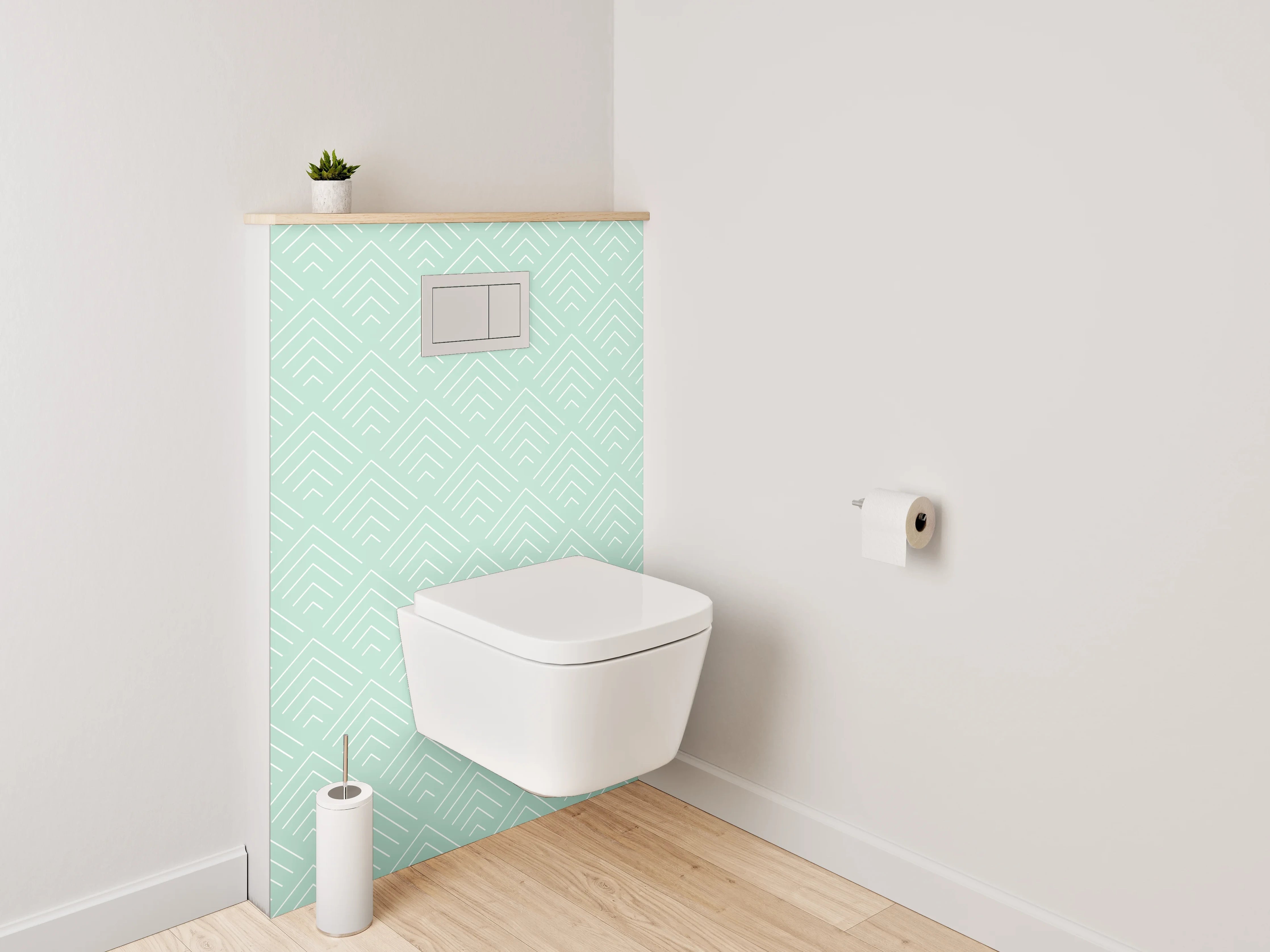 WC-Rückwand - Geometrisches Muster Mintgrün