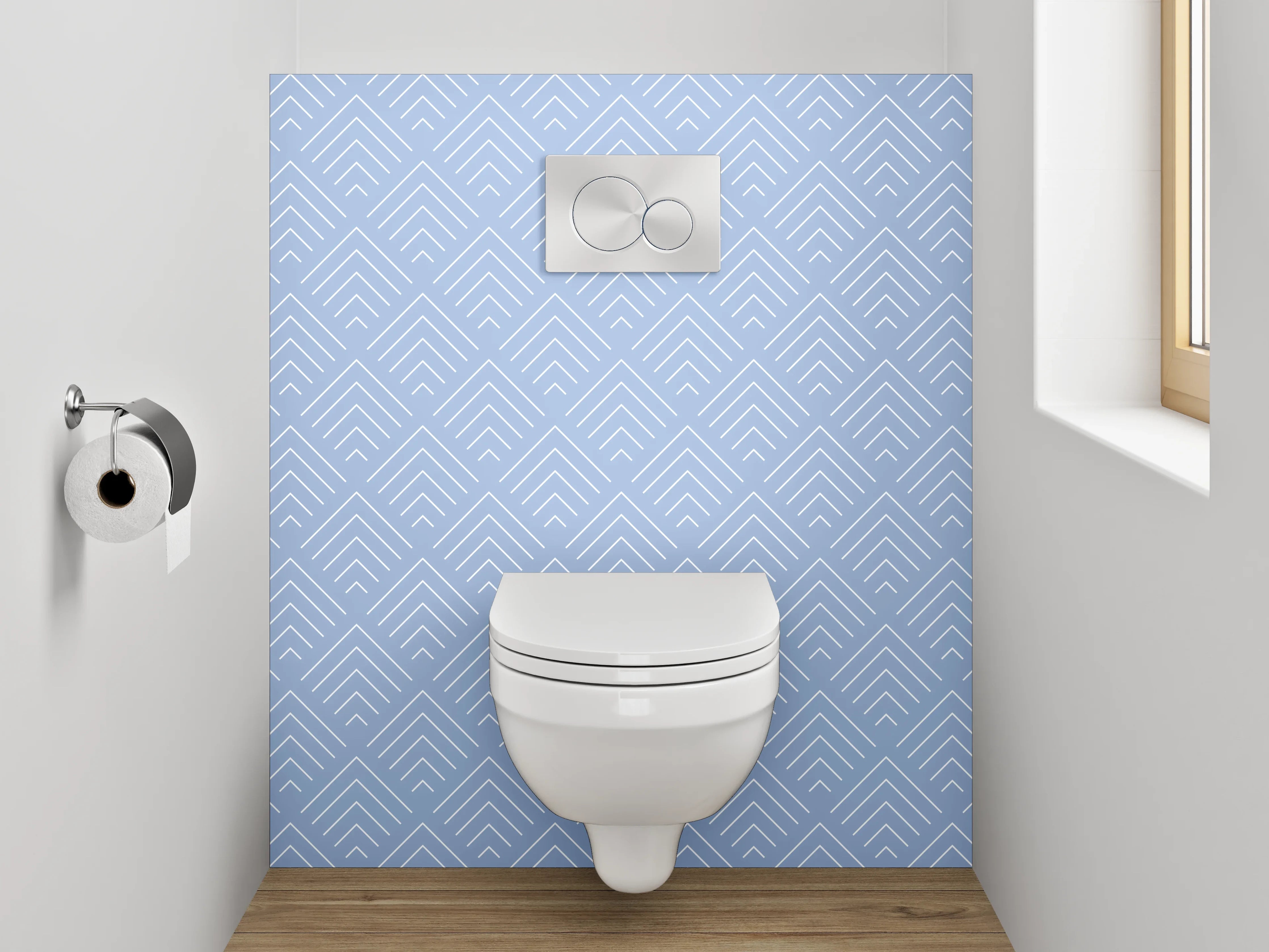 WC-Rückwand - Geometrisches Muster grau-weiß