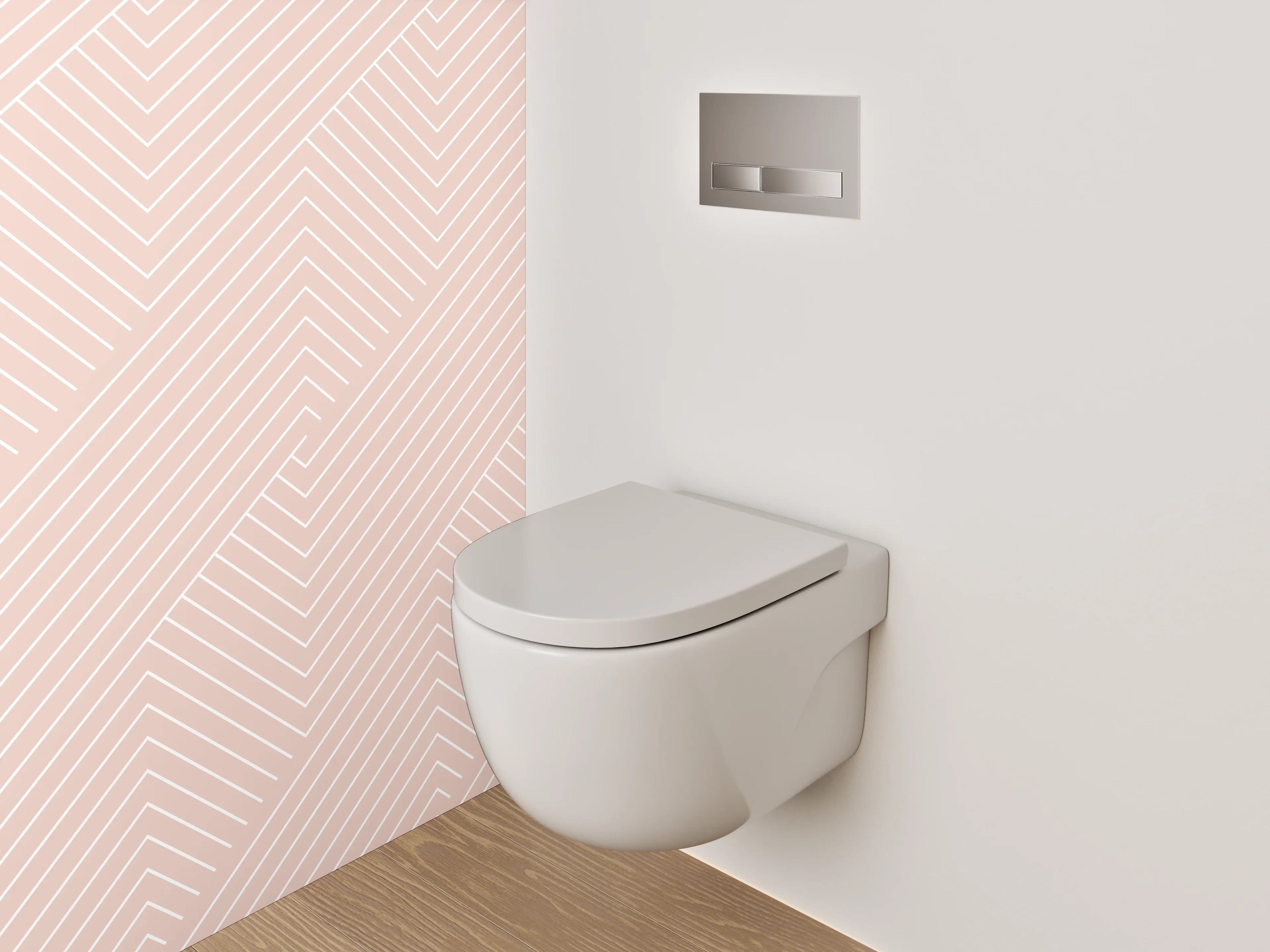 WC-Rückwand - Geometrisches Muster in Beige und Rosa