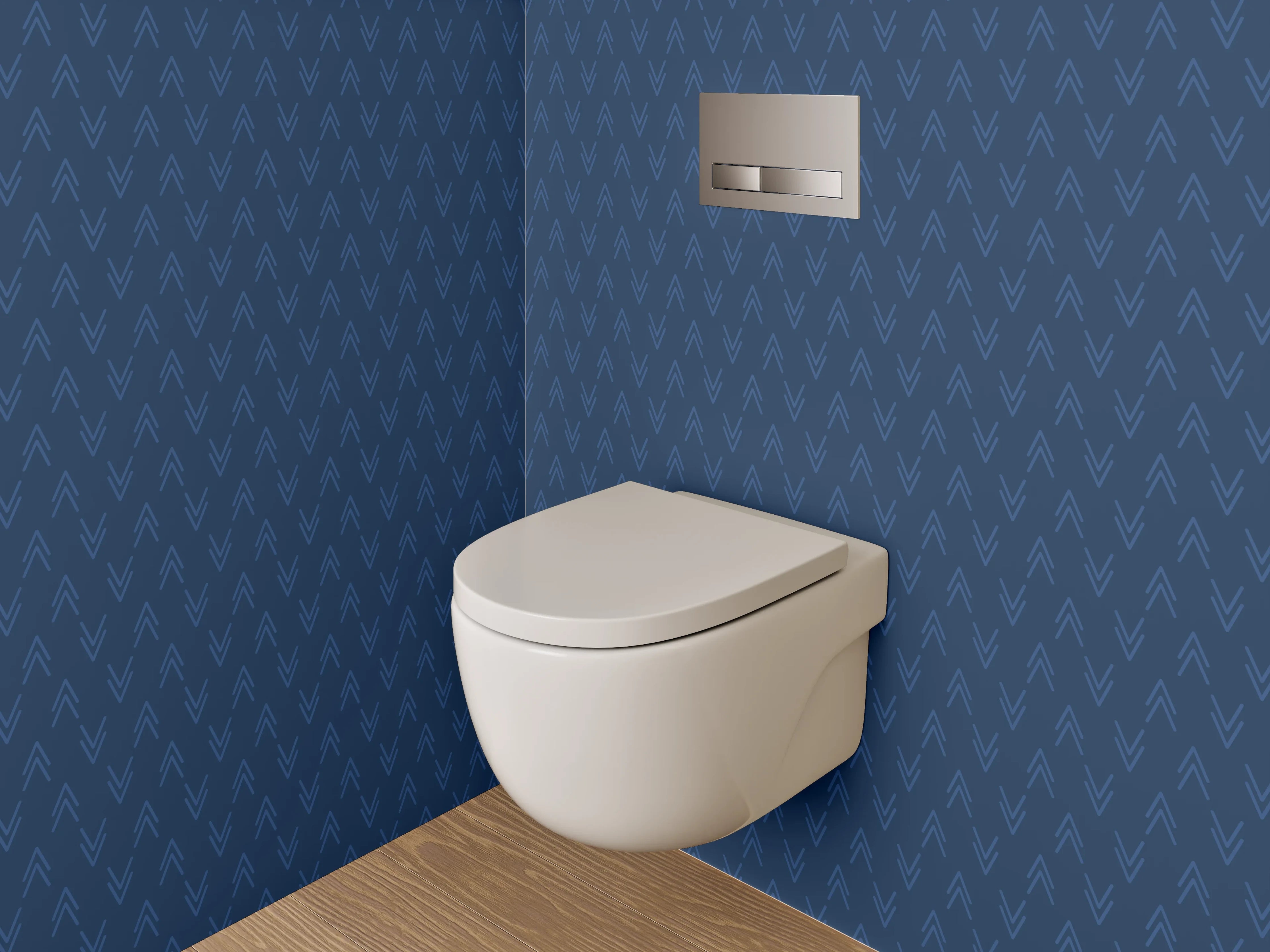 WC-Rückwand - Geometrisches Muster in Dunkelblau