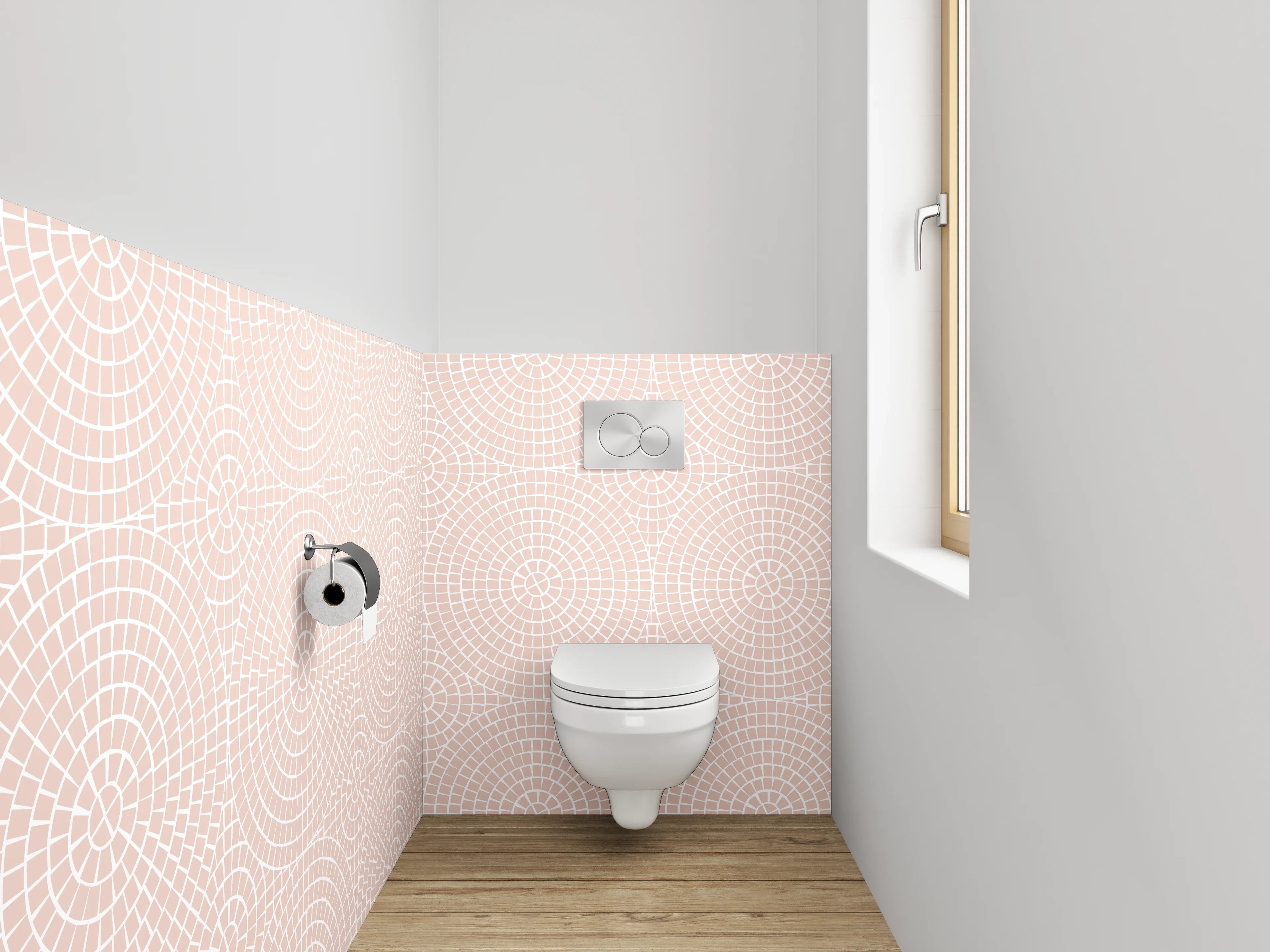 WC-Rückwand - Geometrisches Muster rosa Kreise