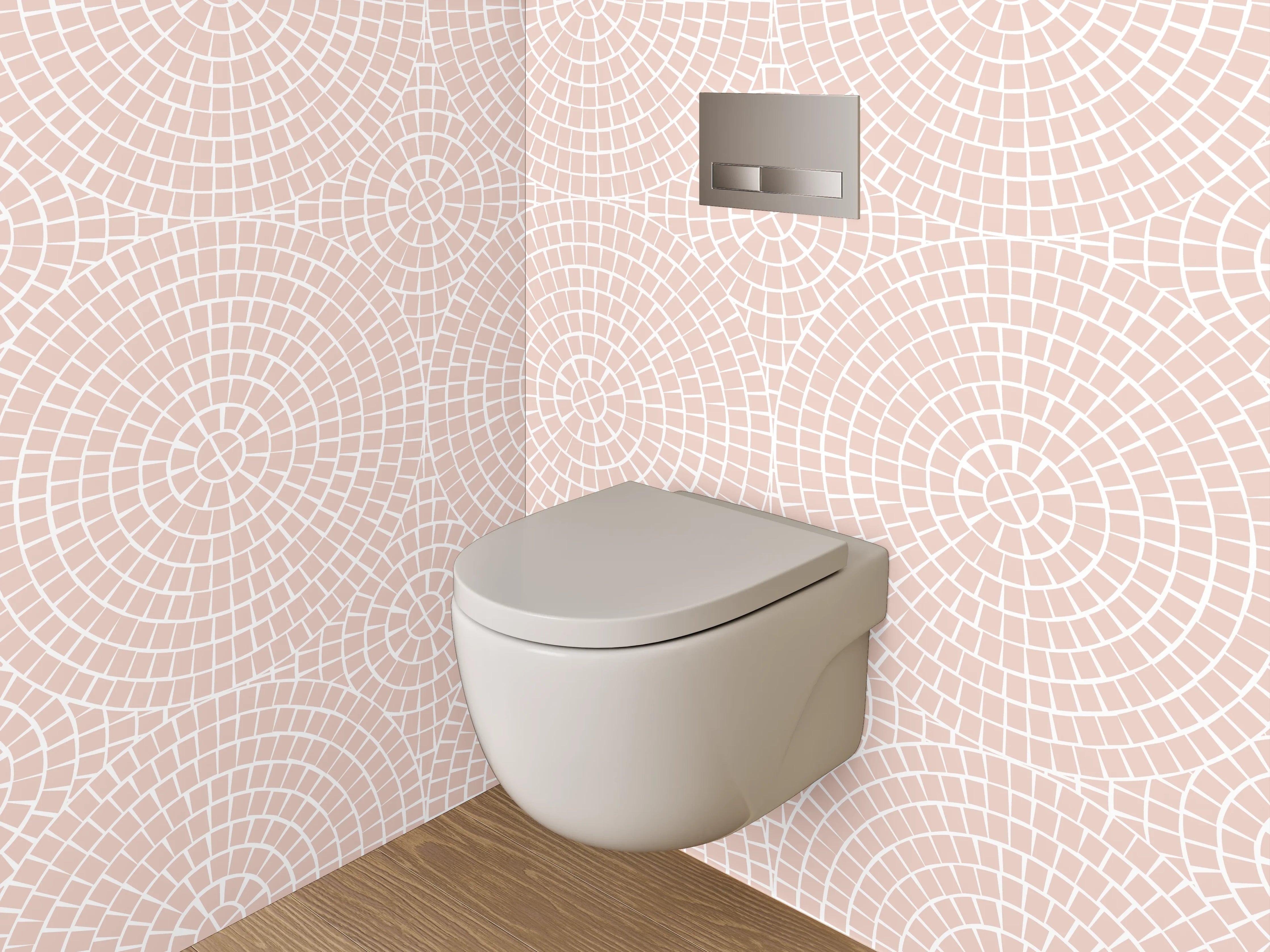 WC-Rückwand - Geometrisches Muster rosa Kreise