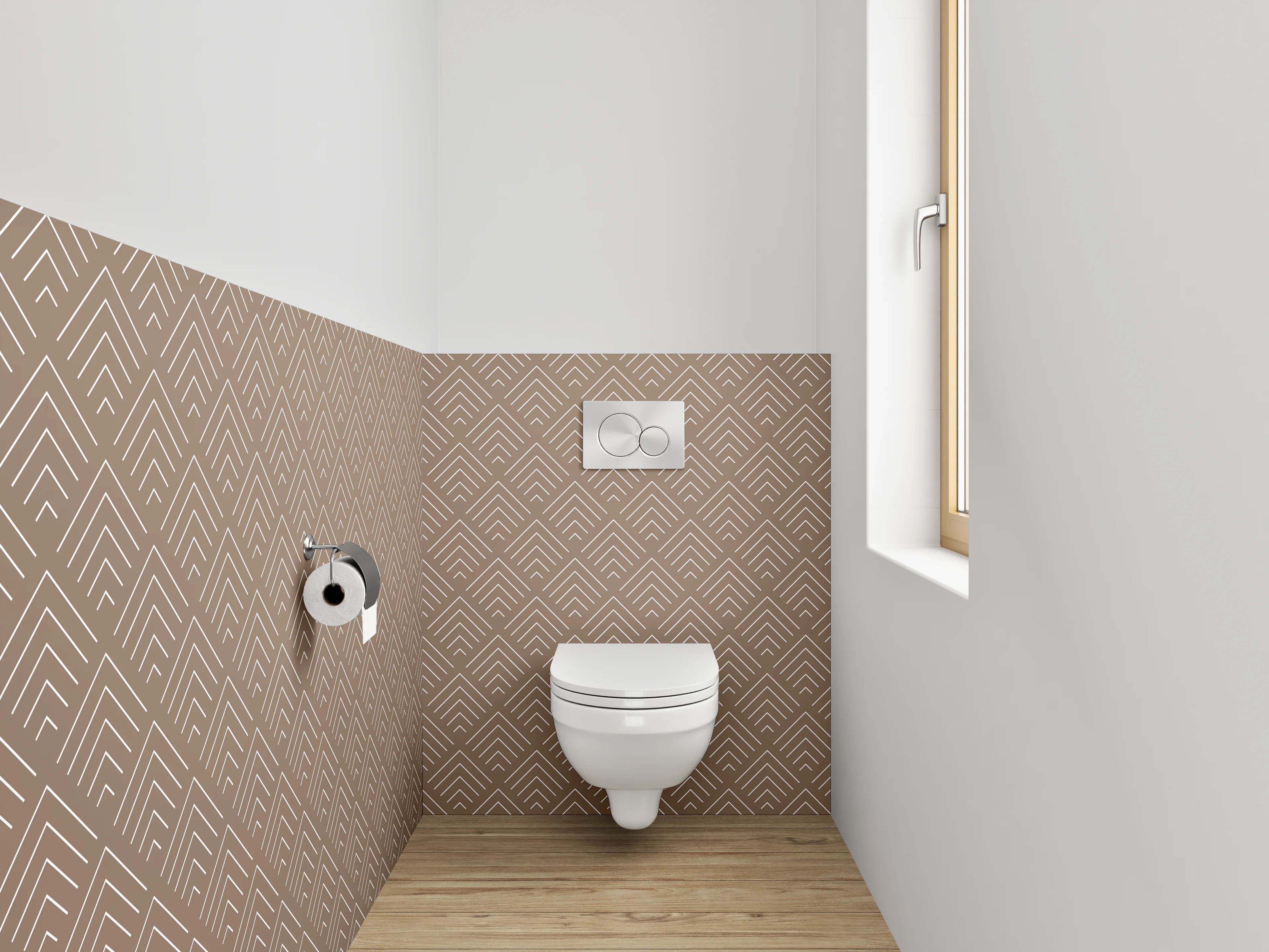 WC-Rückwand - Geometrisches Retro-Muster Braun Beige
