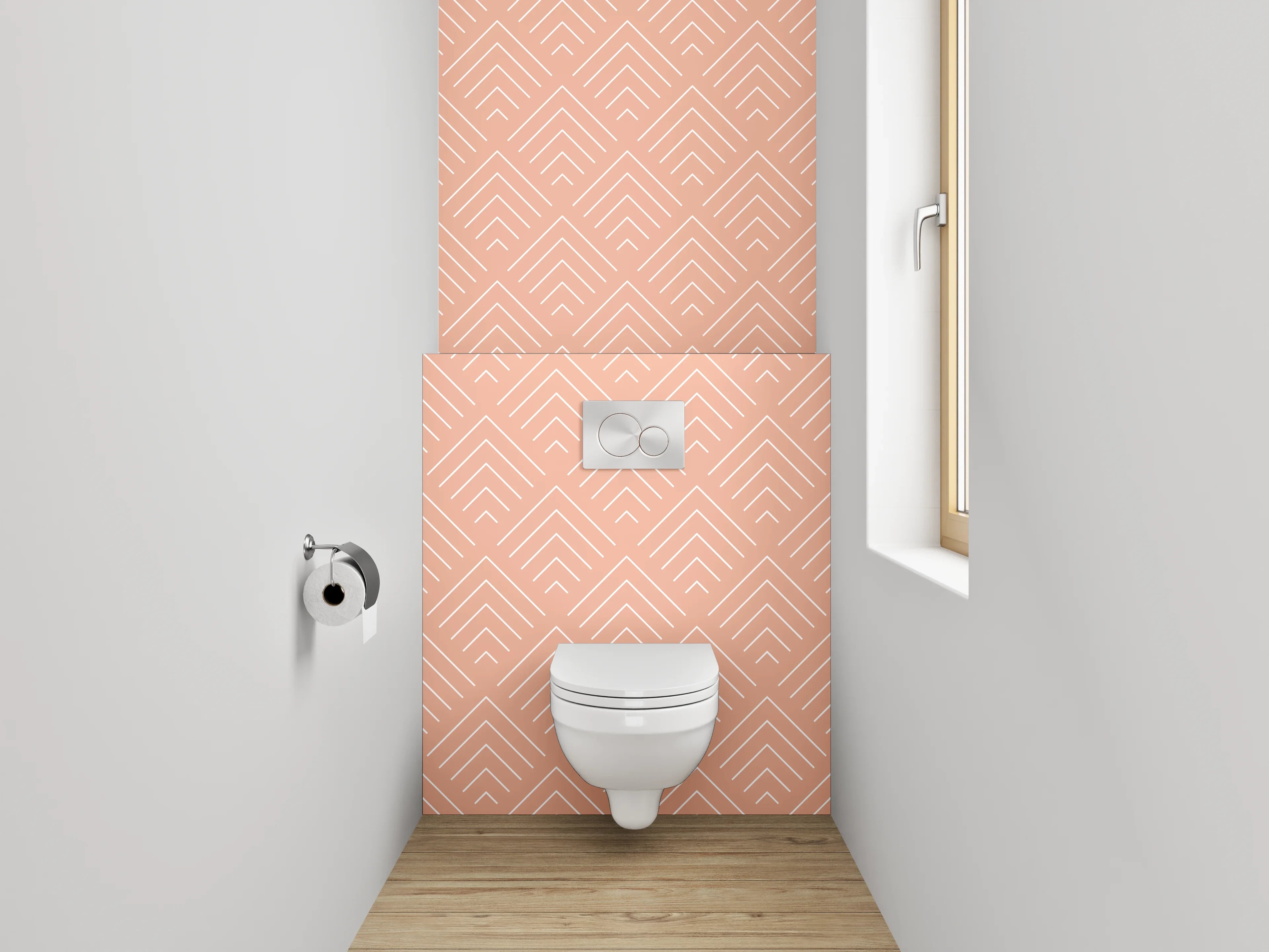 WC-Rückwand - Geometrisches Retro-Muster in Beige