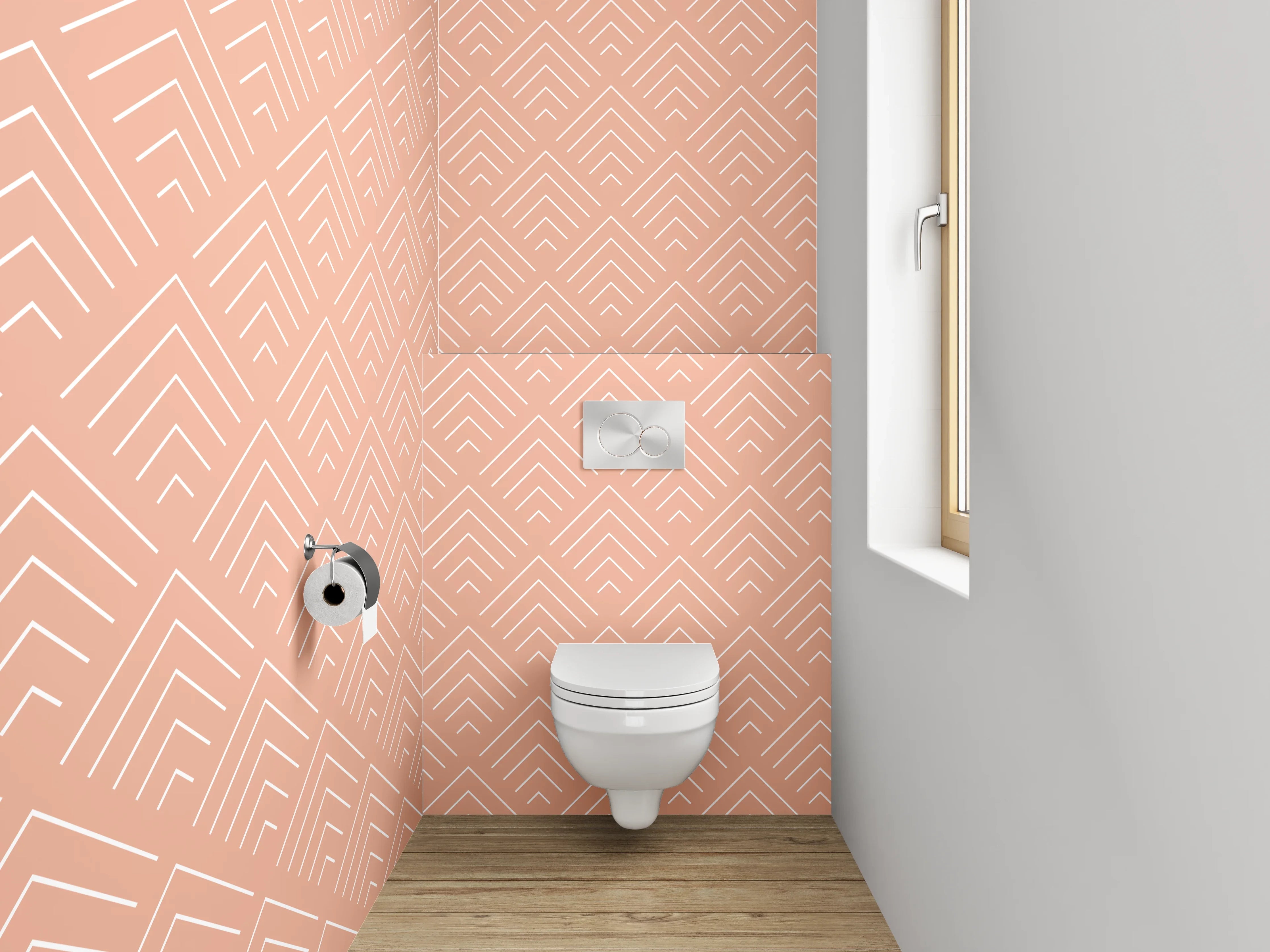 WC-Rückwand - Geometrisches Retro-Muster in Beige