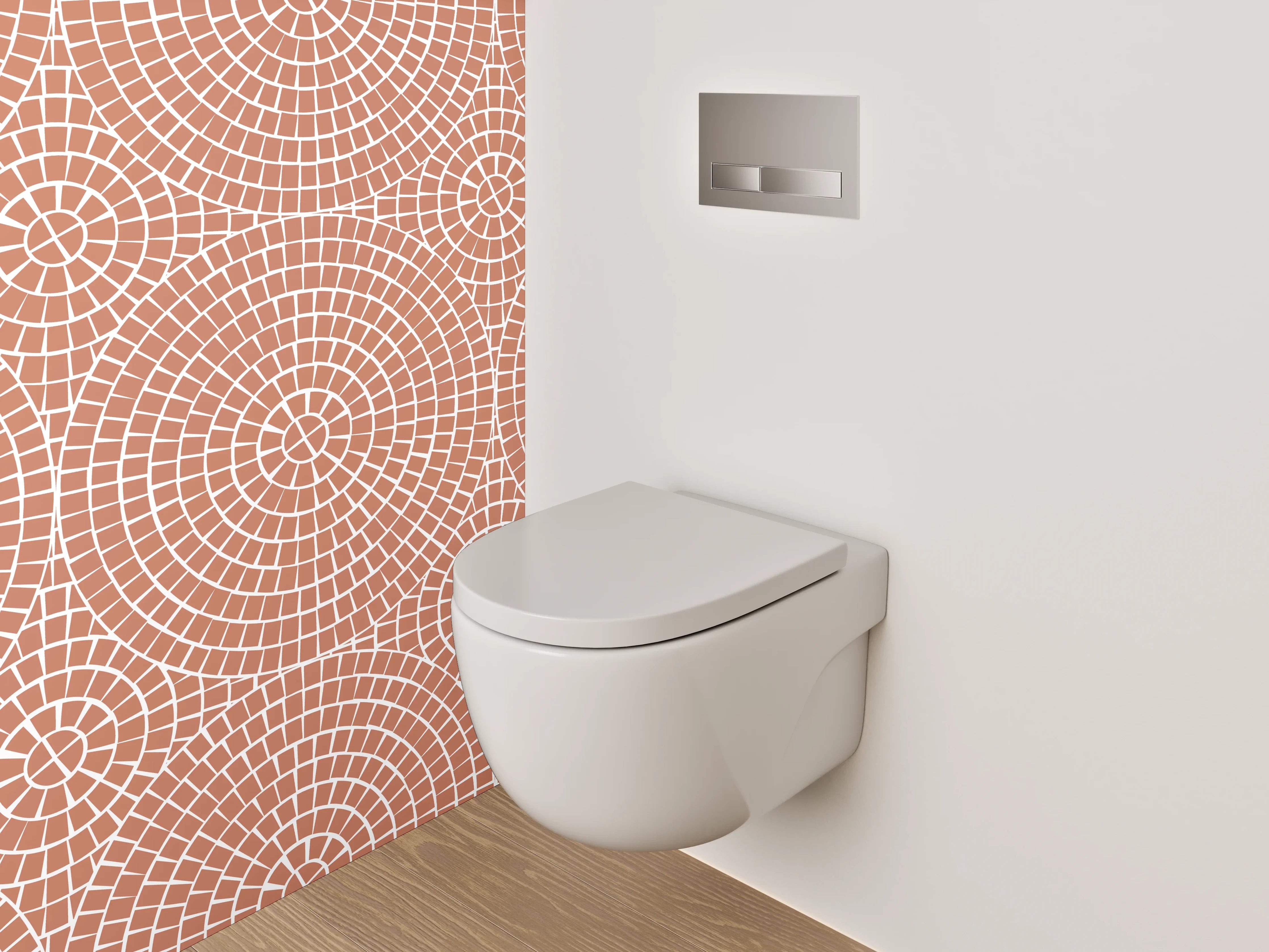 WC-Rückwand - Geometrisches Retro-Muster in Orange