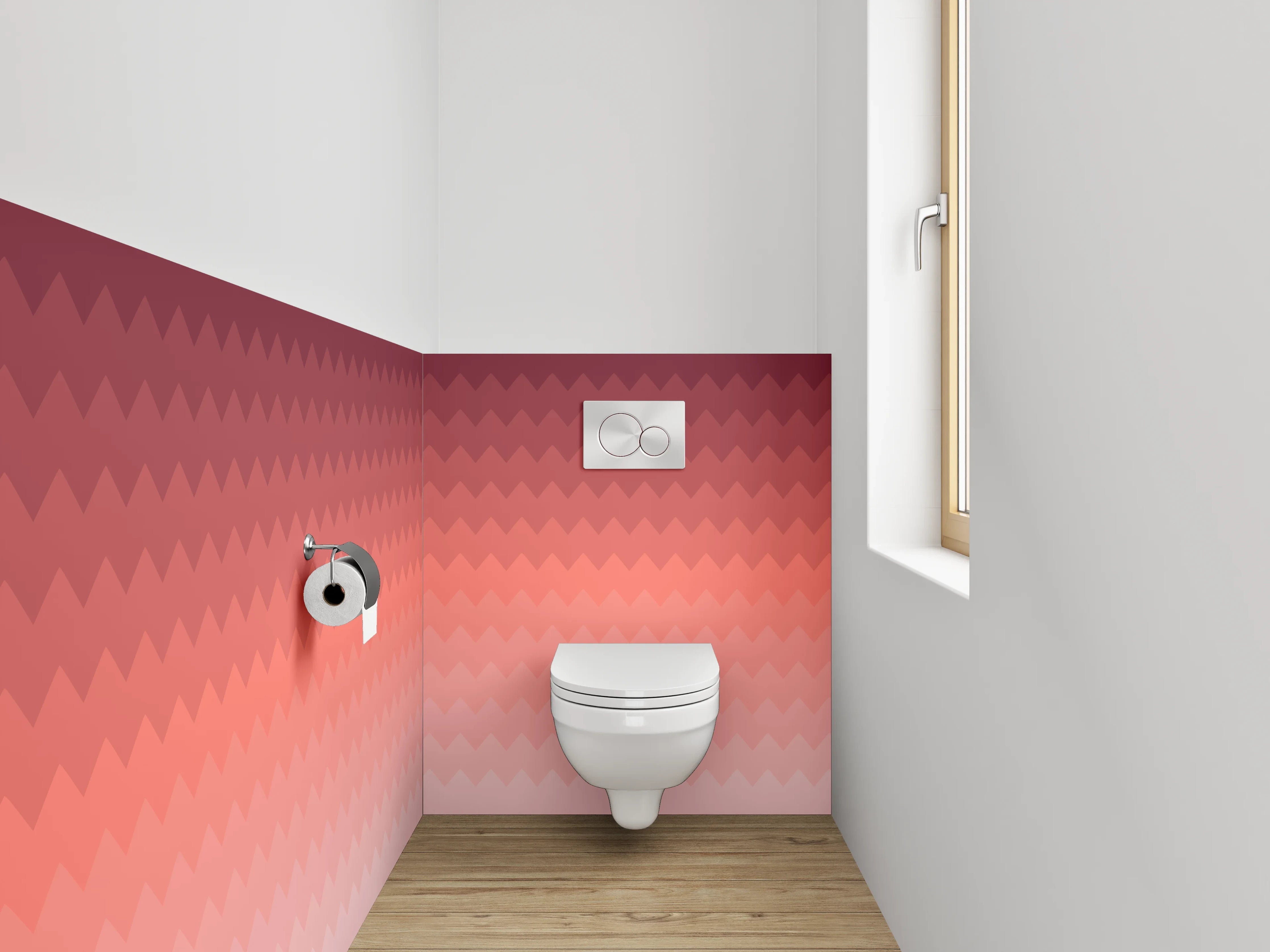 WC-Rückwand - Geometrisches Rosé Ombré Muster