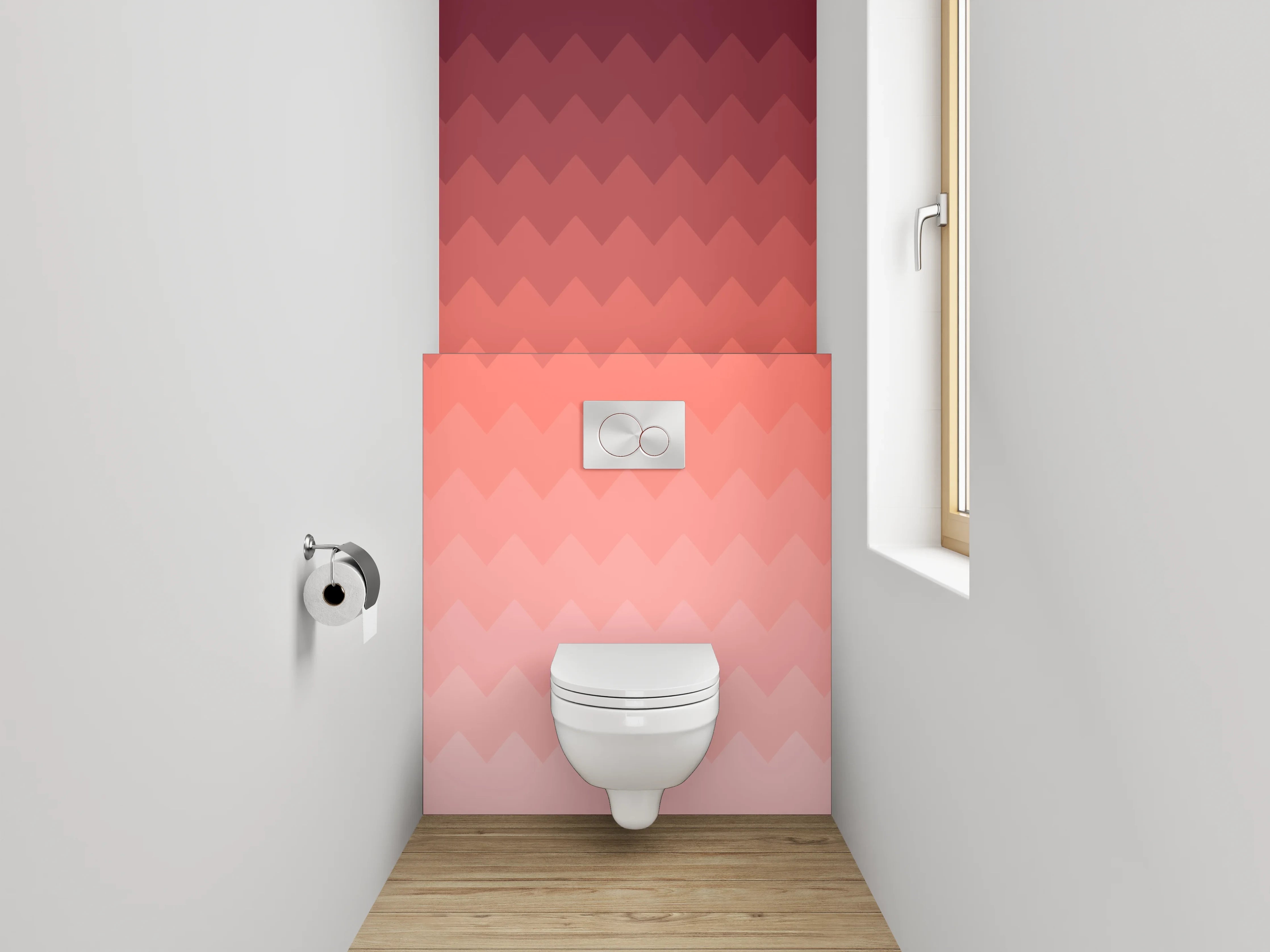 WC-Rückwand - Geometrisches Rosé Ombré Muster