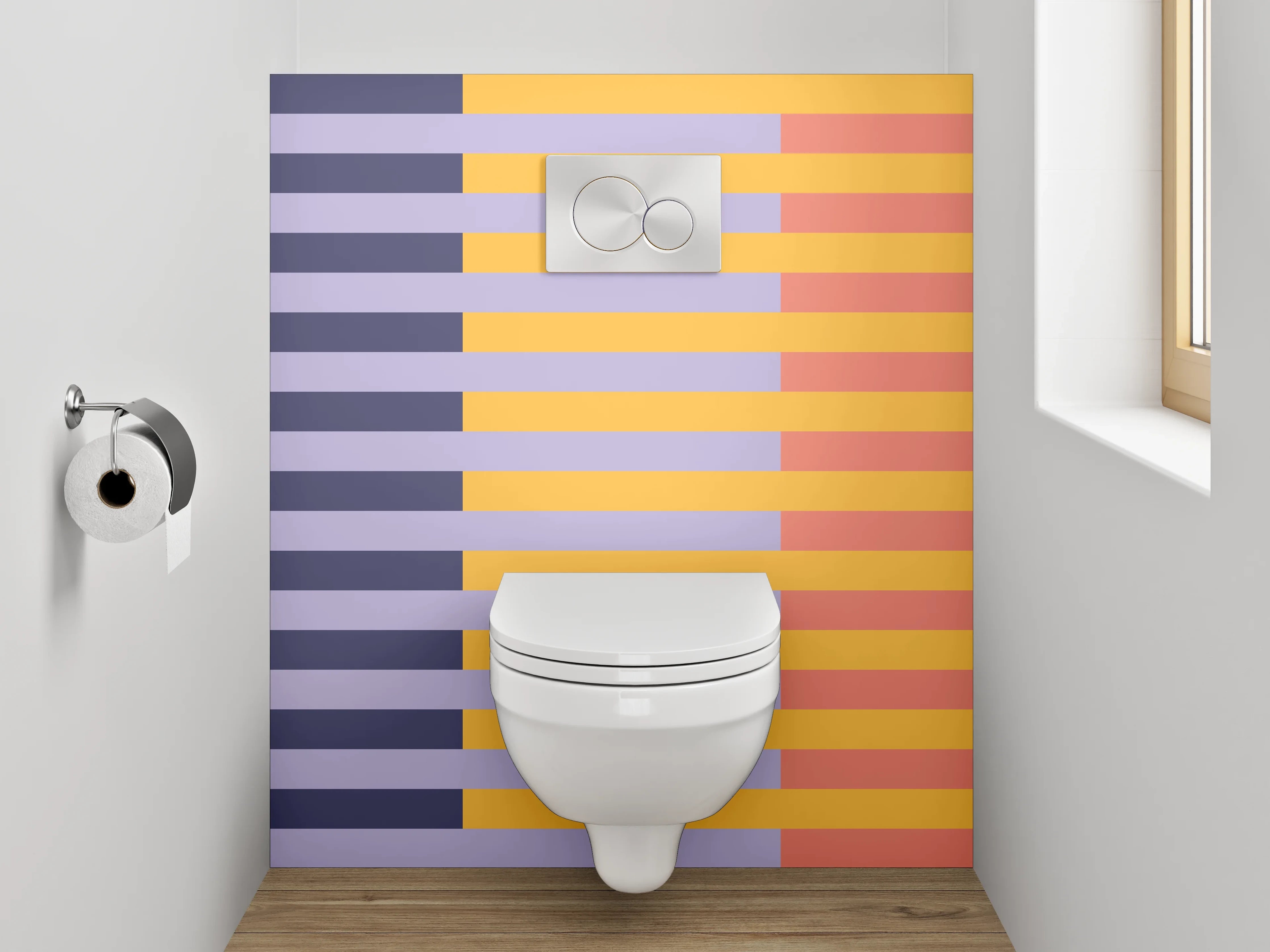 WC-Rückwand - Geometrisches Streifenmuster Pastell Modern