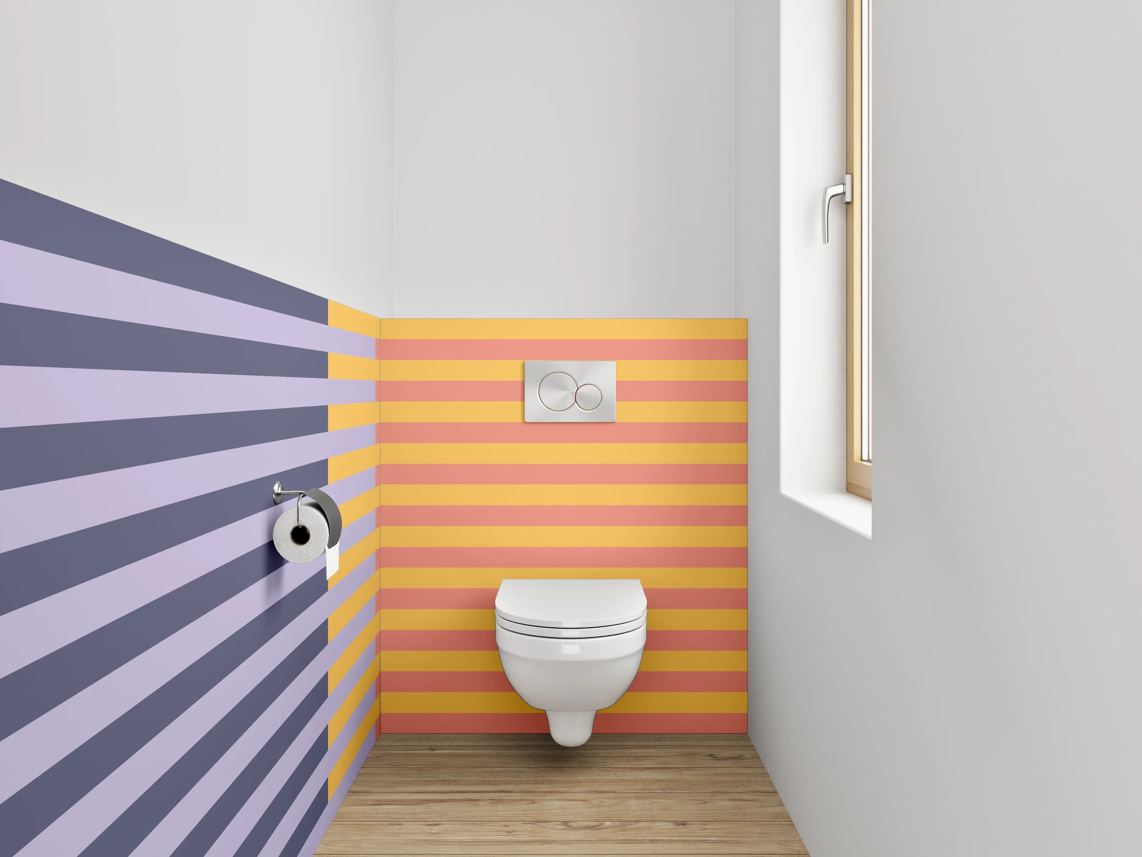 WC-Rückwand - Geometrisches Streifenmuster Pastell Modern