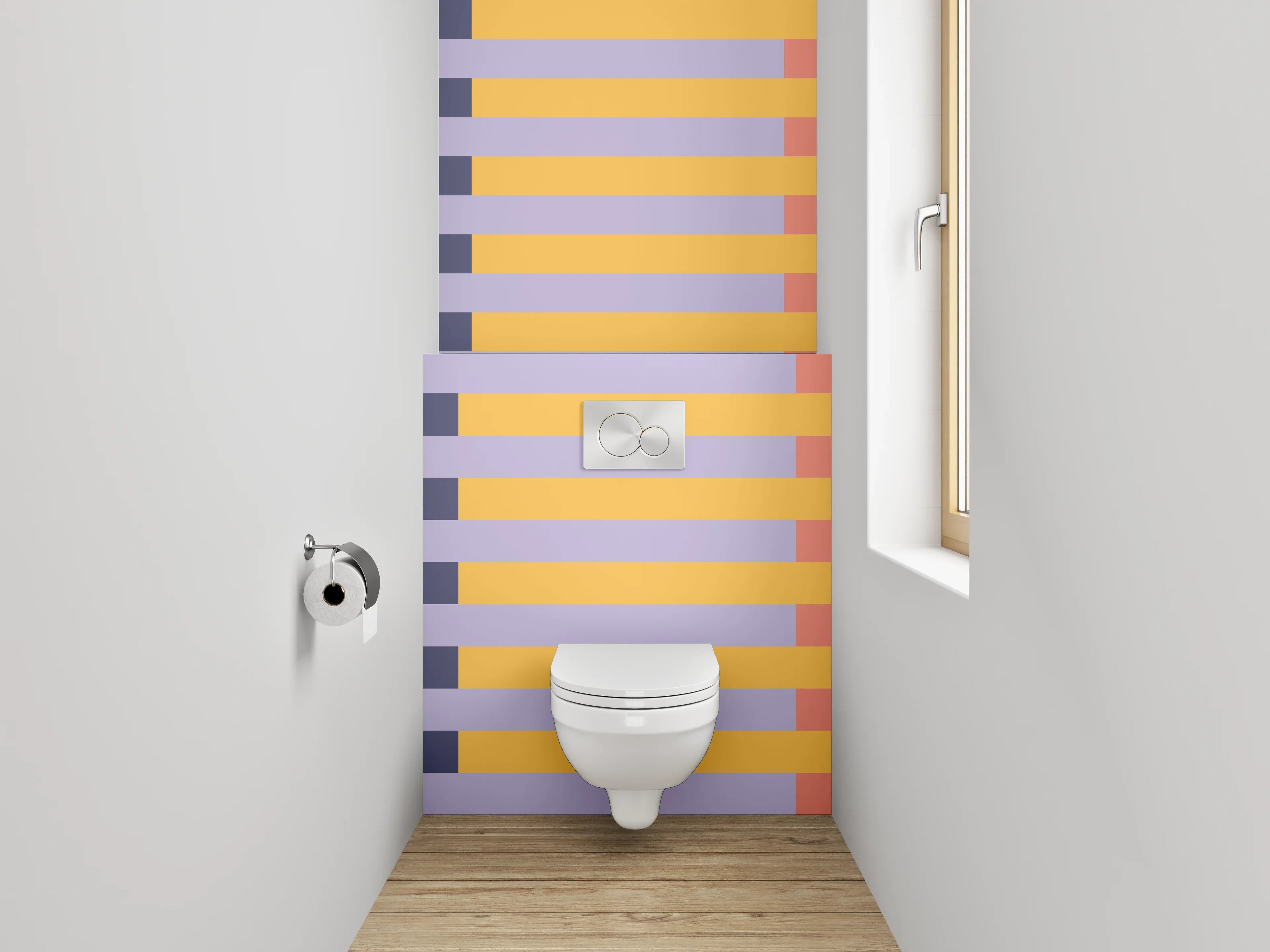 WC-Rückwand - Geometrisches Streifenmuster Pastell Modern