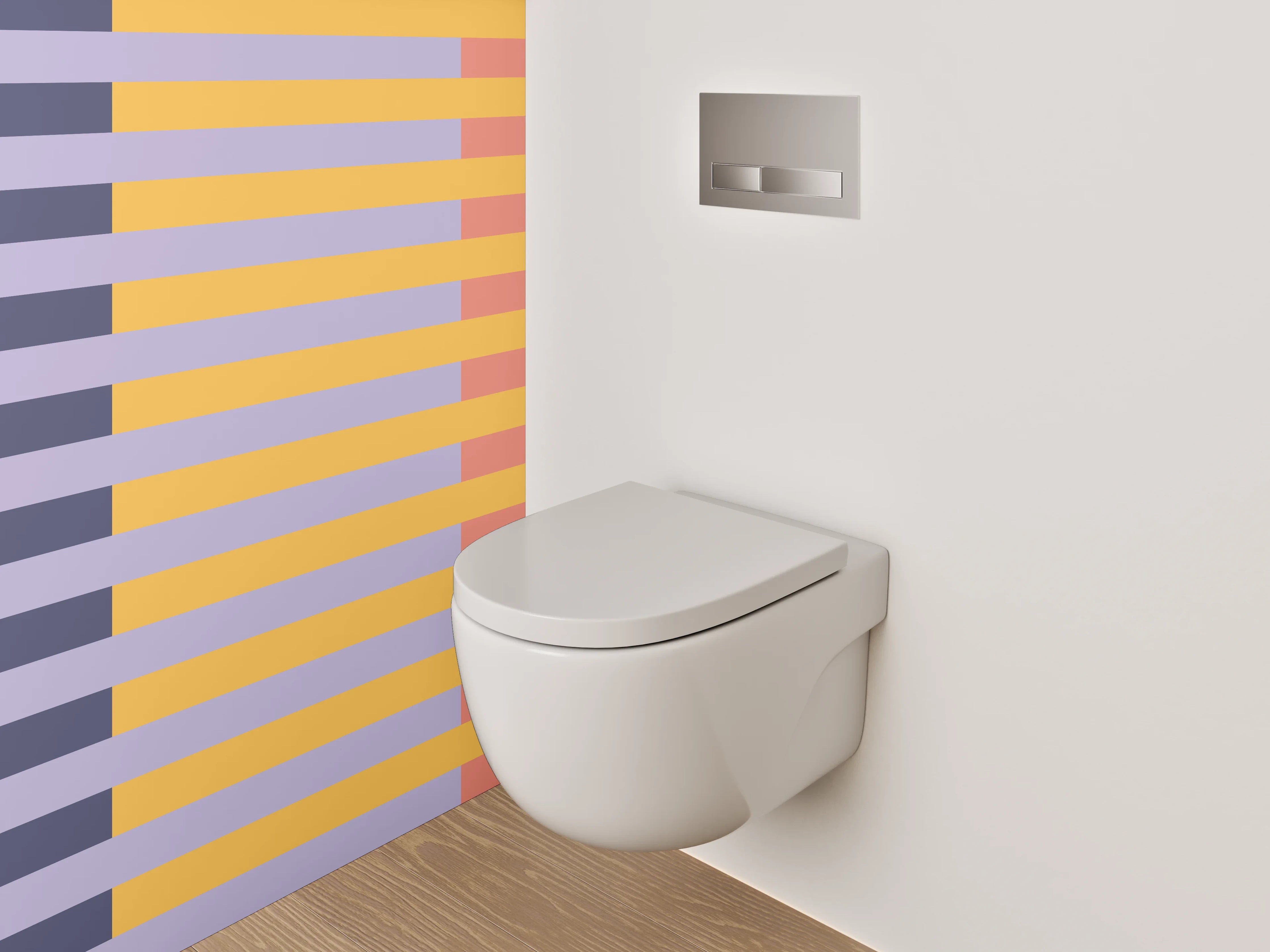 WC-Rückwand - Geometrisches Streifenmuster Pastell Modern
