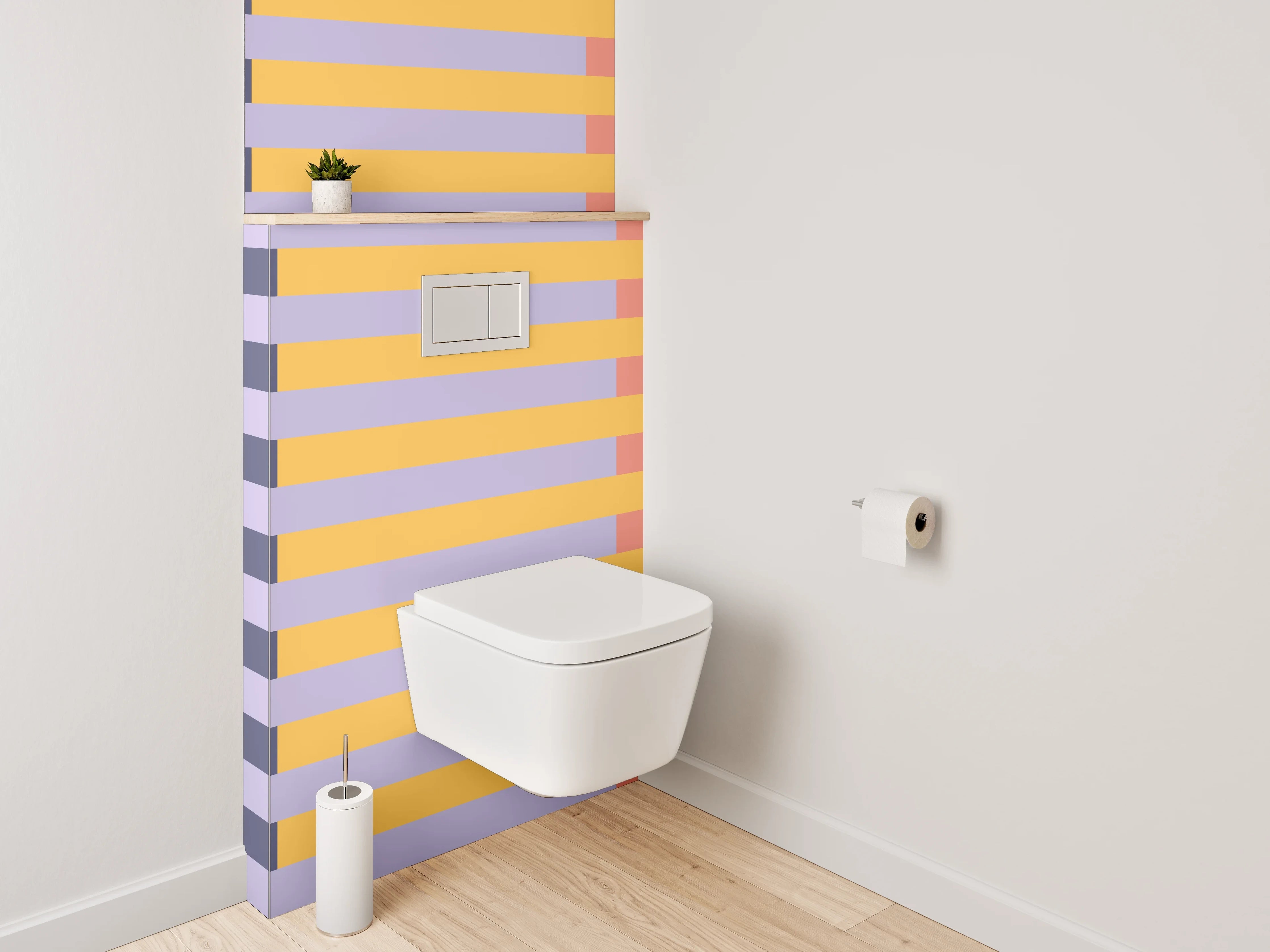 WC-Rückwand - Geometrisches Streifenmuster Pastell Modern