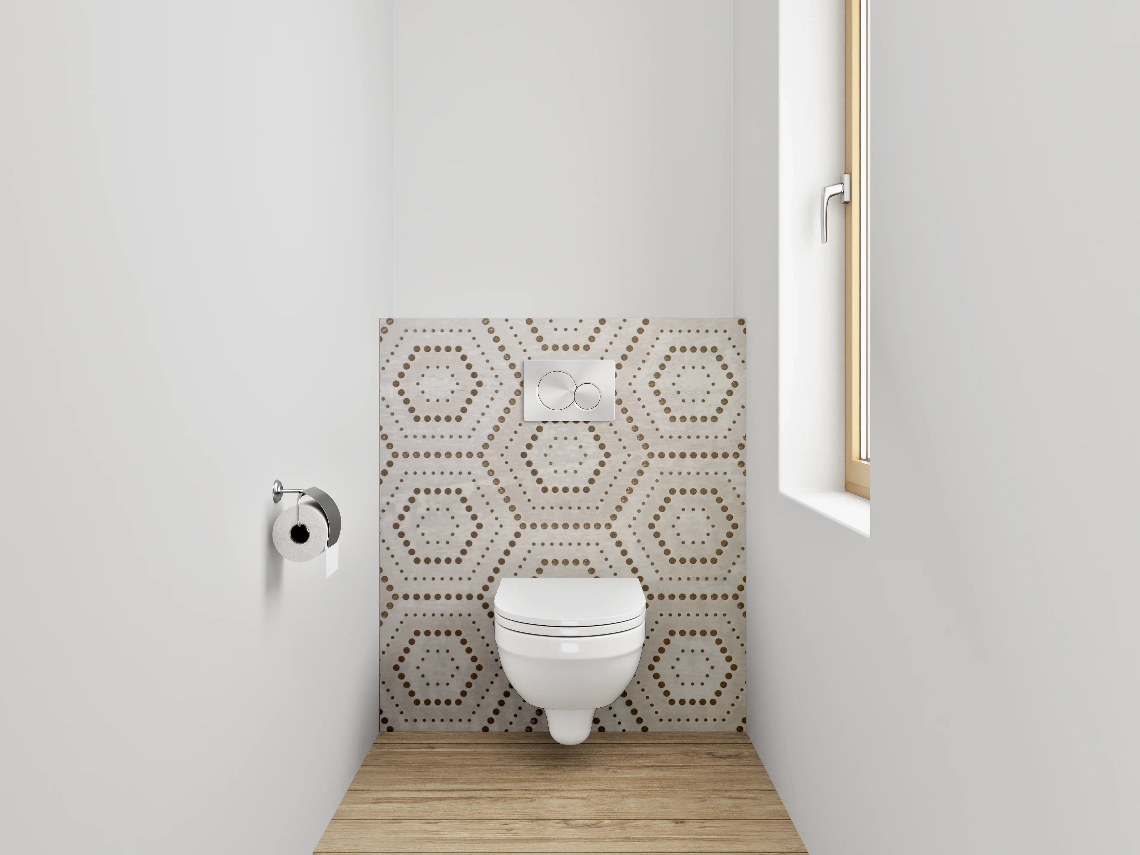 WC-Rückwand - Geometrisches Wabenmuster hellbraun beige