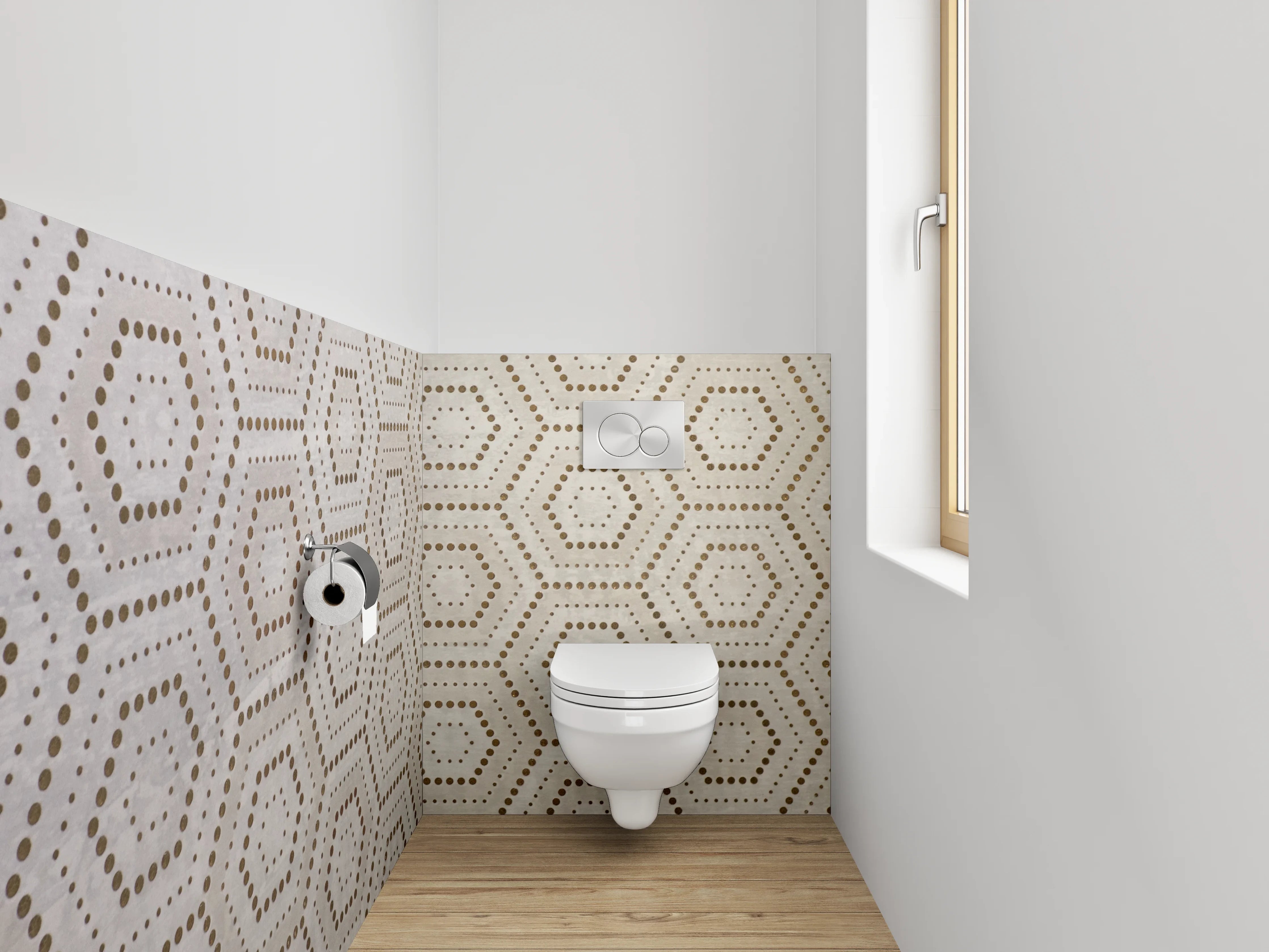 WC-Rückwand - Geometrisches Wabenmuster hellbraun beige