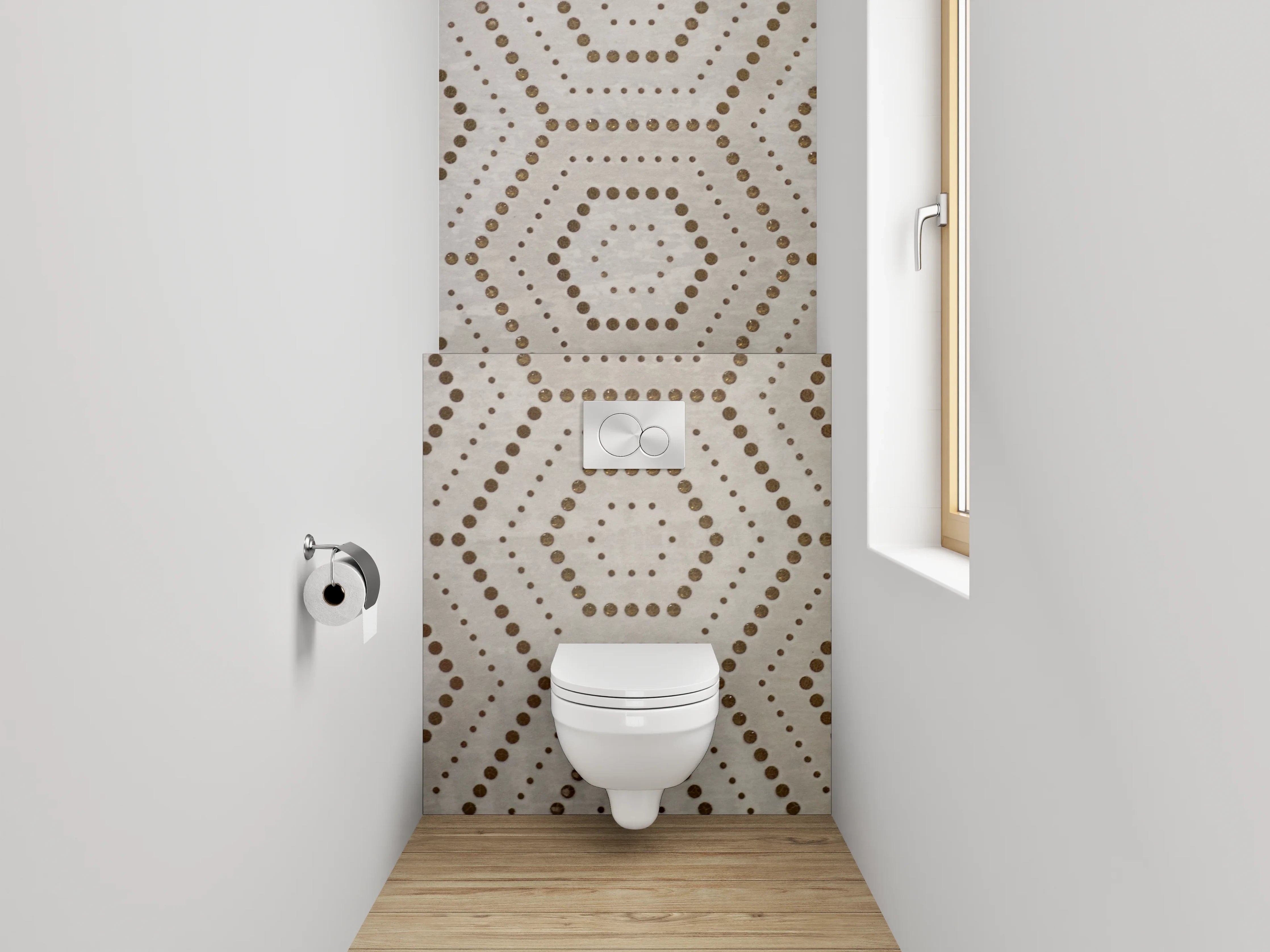 WC-Rückwand - Geometrisches Wabenmuster hellbraun beige