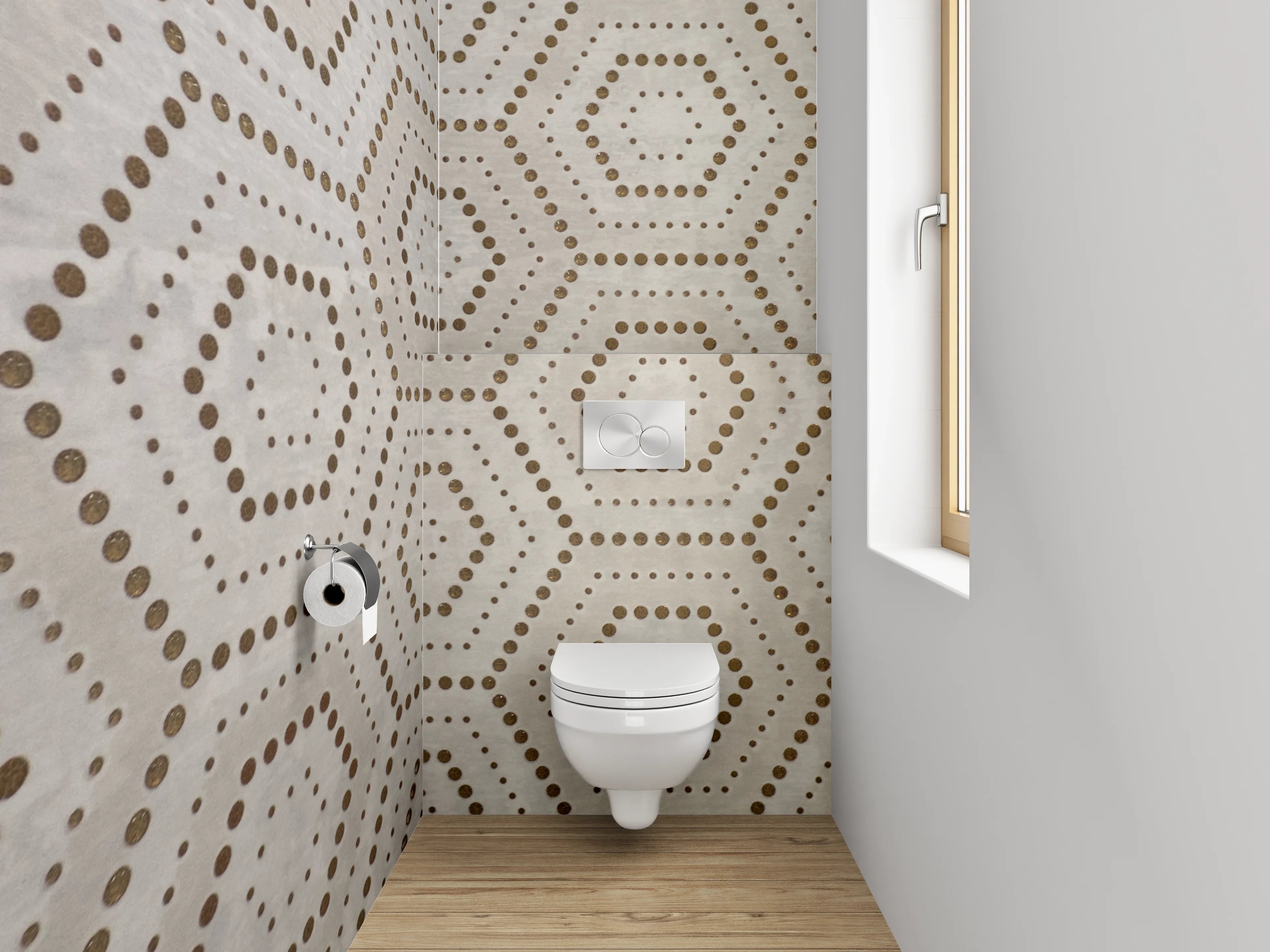 WC-Rückwand - Geometrisches Wabenmuster hellbraun beige
