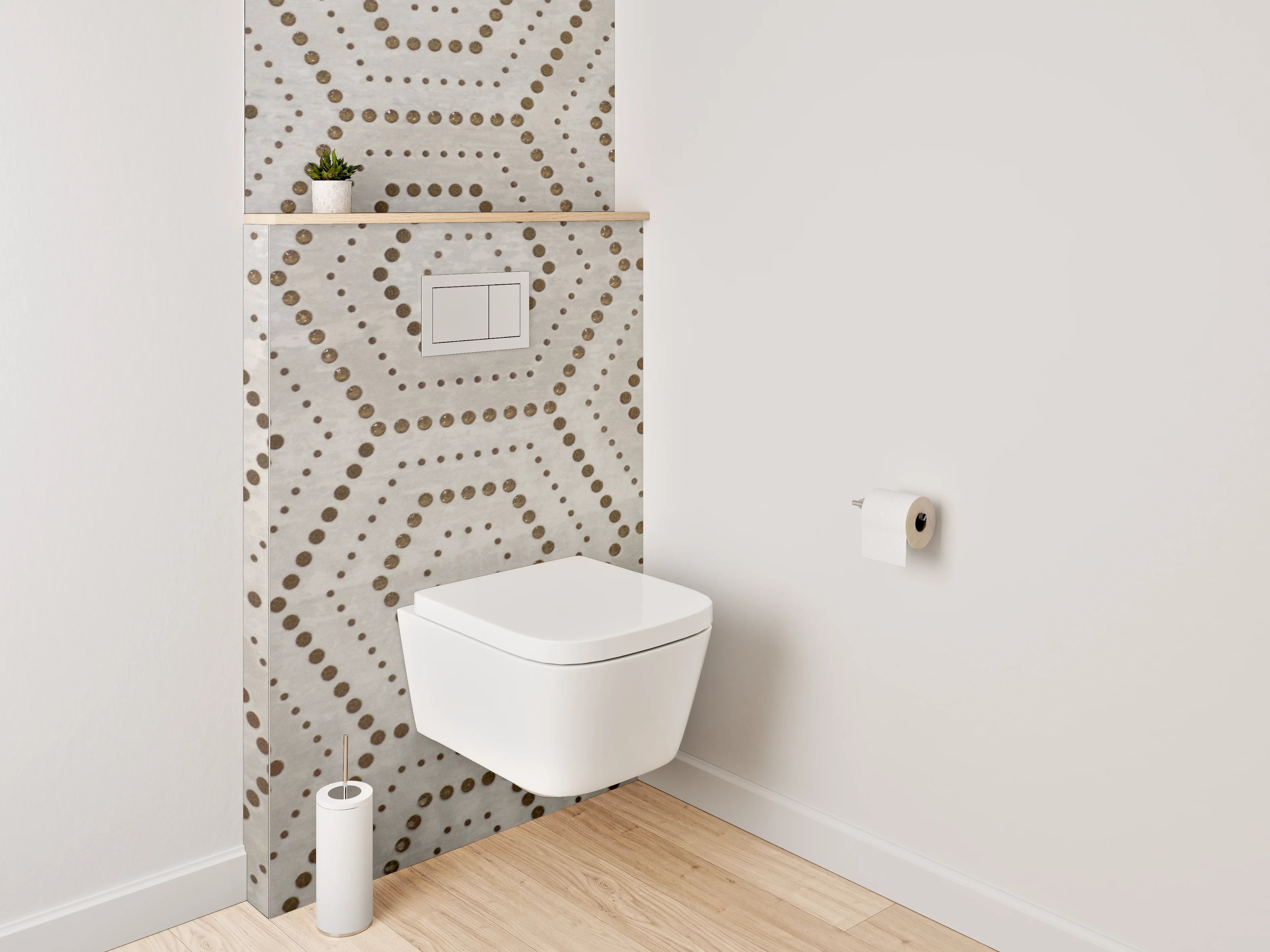 WC-Rückwand - Geometrisches Wabenmuster hellbraun beige