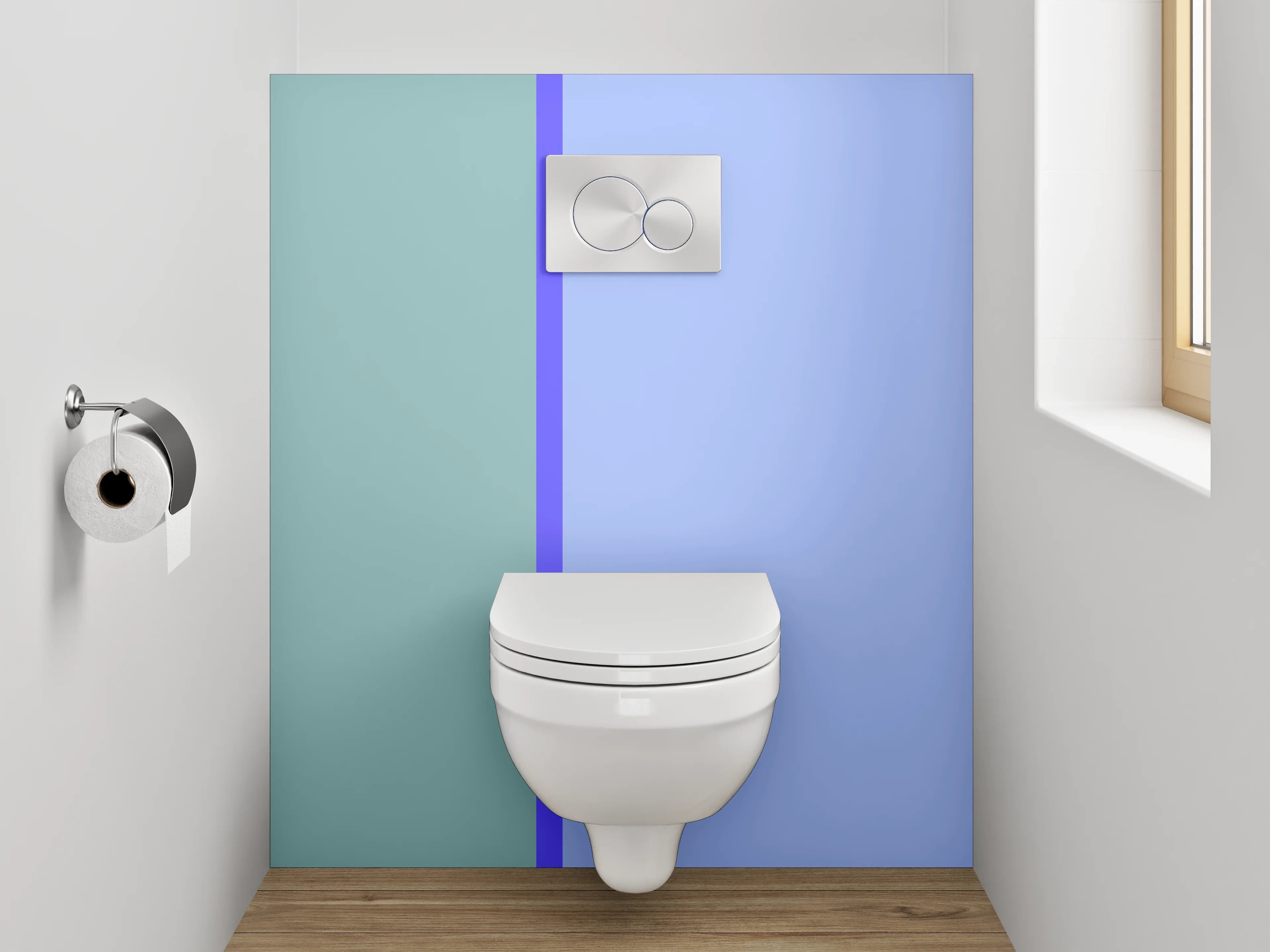WC-Rückwand - Geteilte Pastellwand Blau und Grün