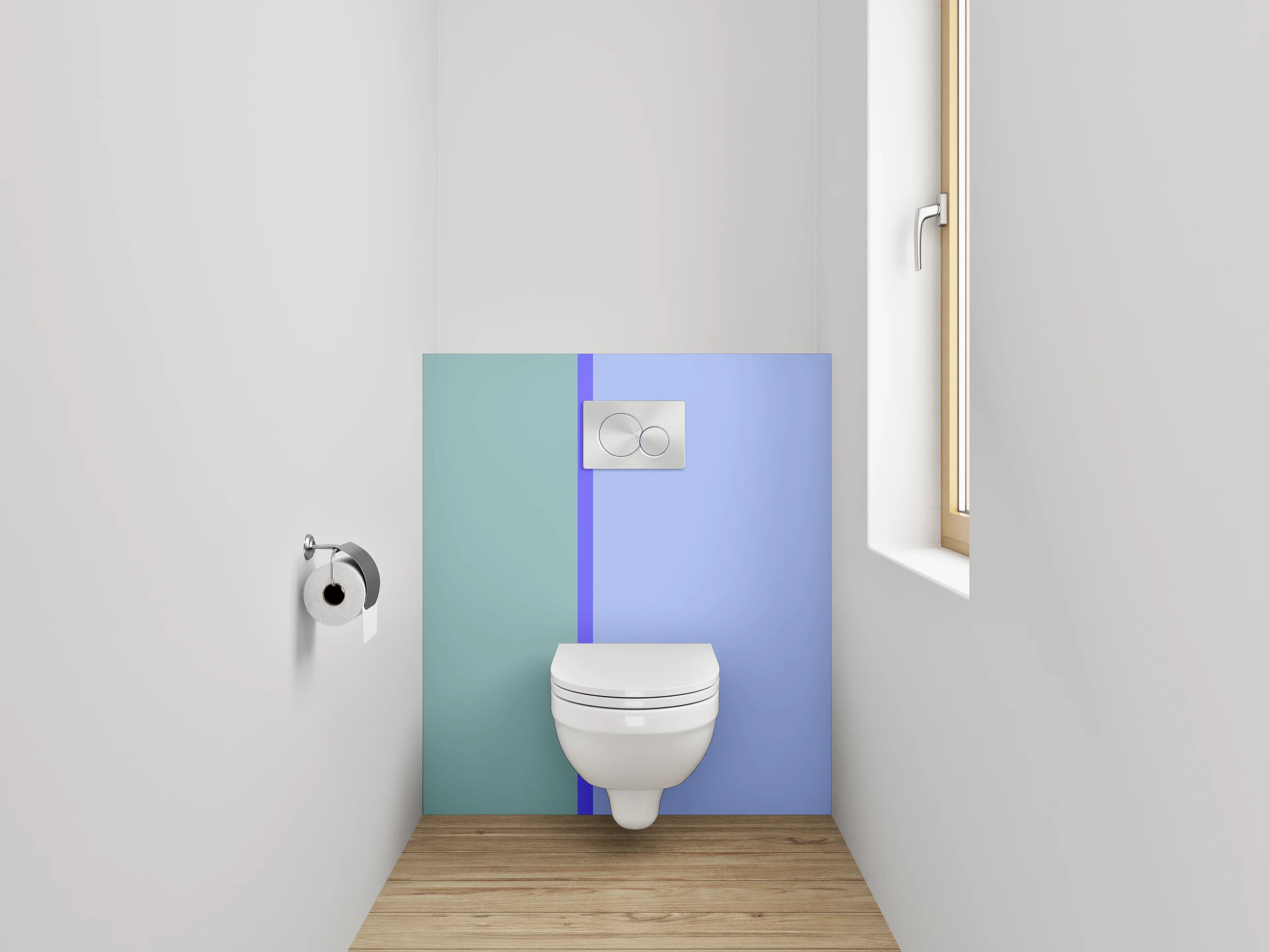 WC-Rückwand - Geteilte Pastellwand Blau und Grün