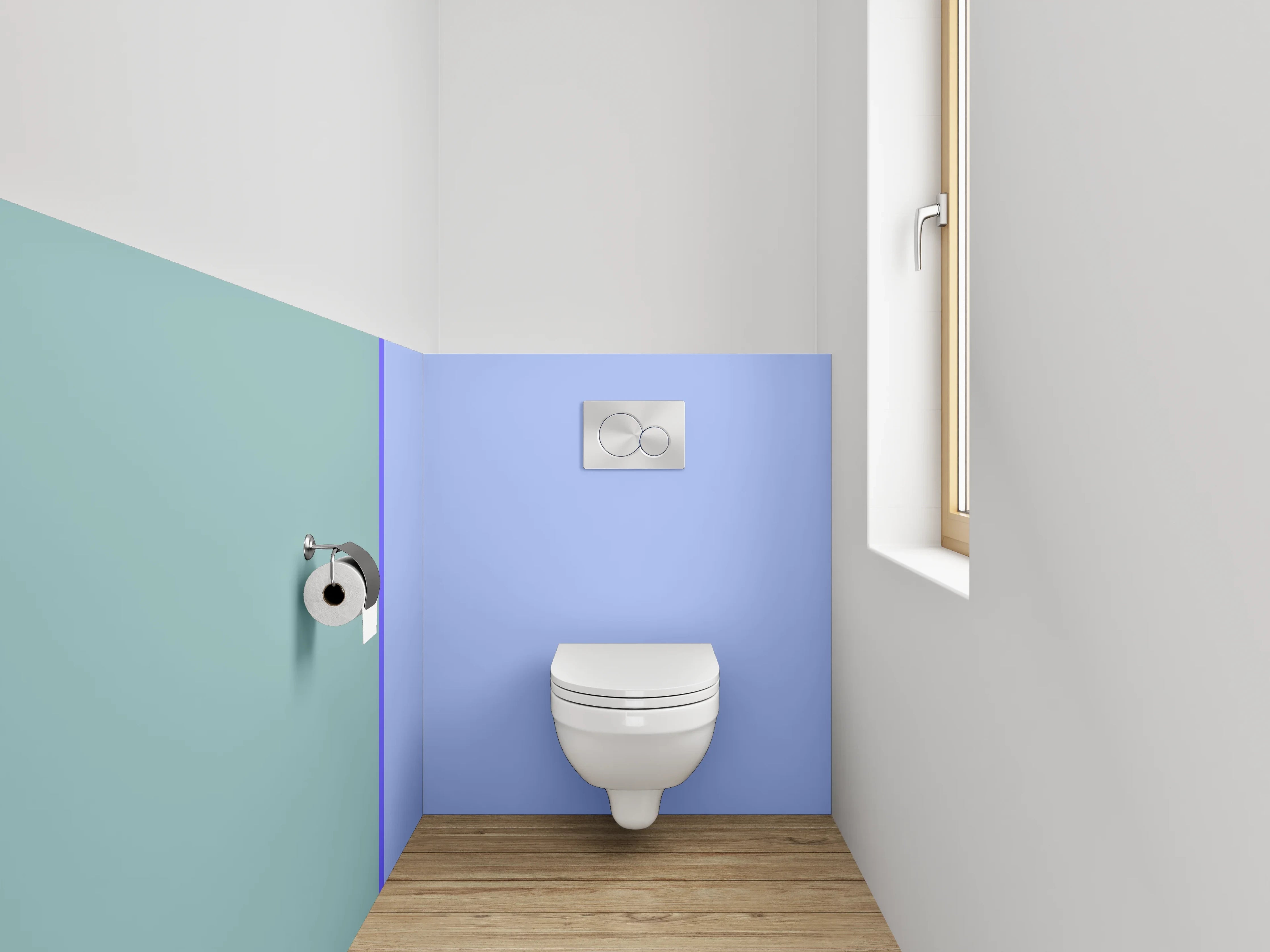 WC-Rückwand - Geteilte Pastellwand Blau und Grün