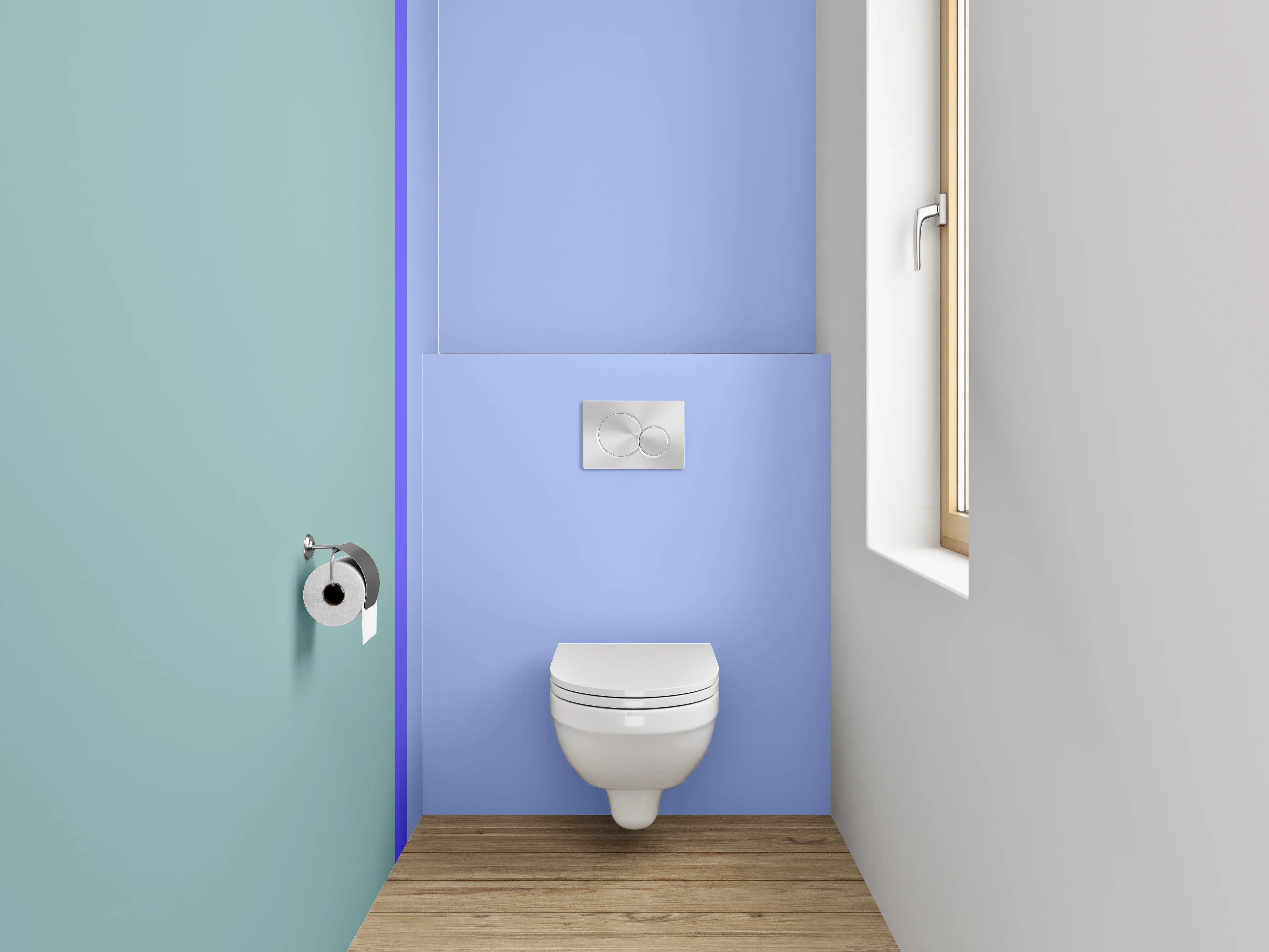 WC-Rückwand - Geteilte Pastellwand Blau und Grün