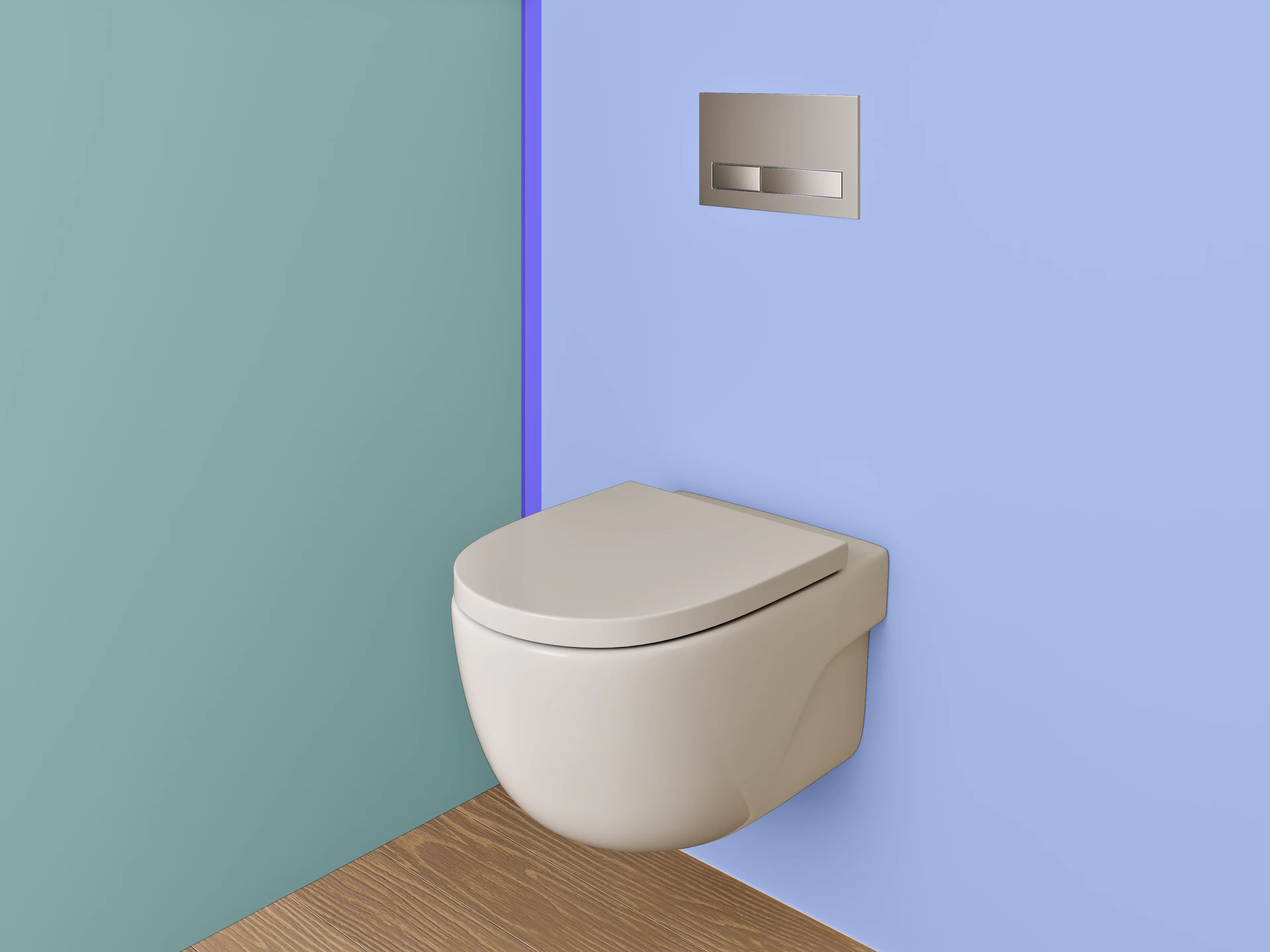 WC-Rückwand - Geteilte Pastellwand Blau und Grün