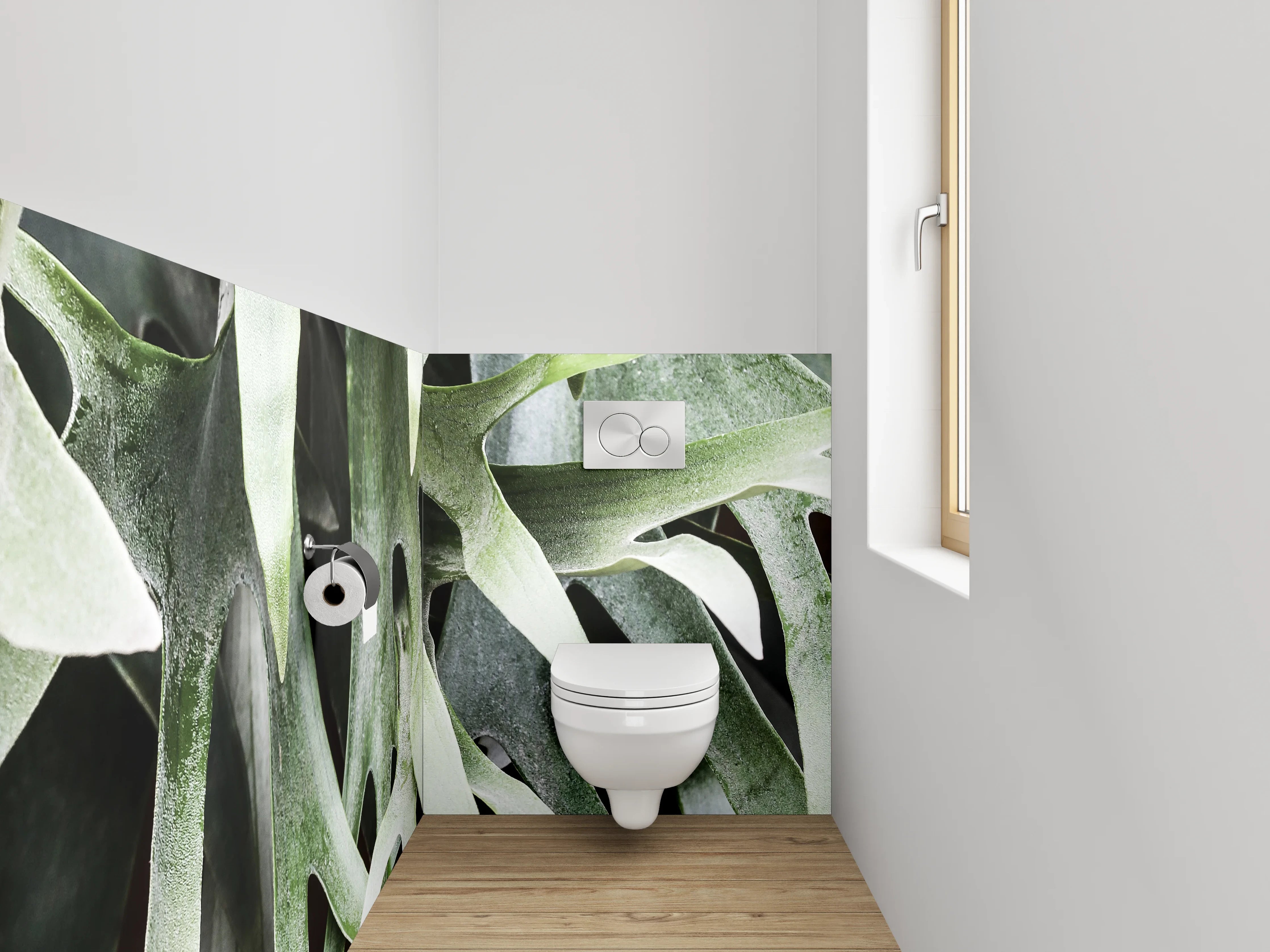 WC-Rückwand - Geweihfarn Naturfoto grün weiß
