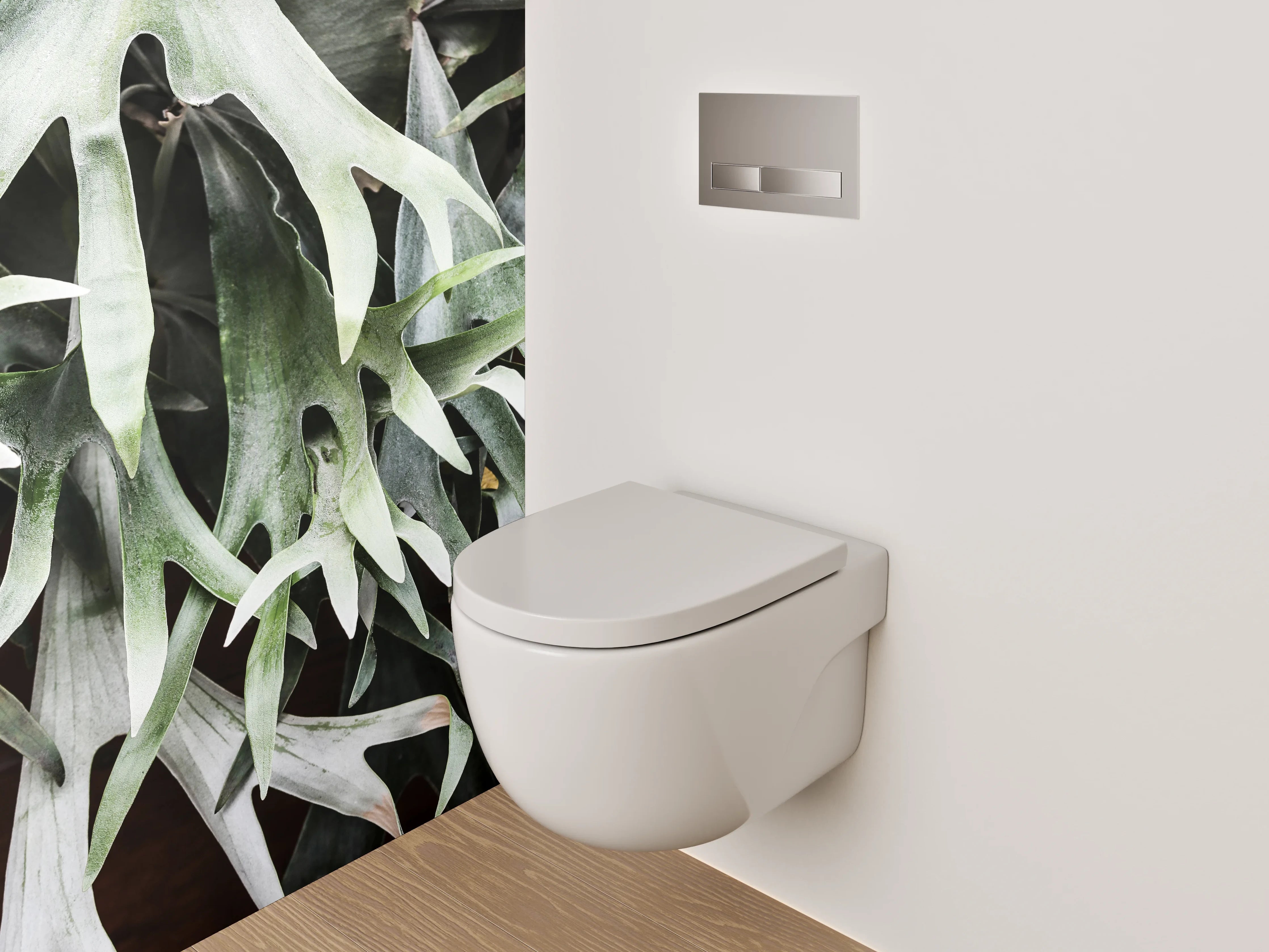 WC-Rückwand - Geweihfarn Naturfoto grün weiß