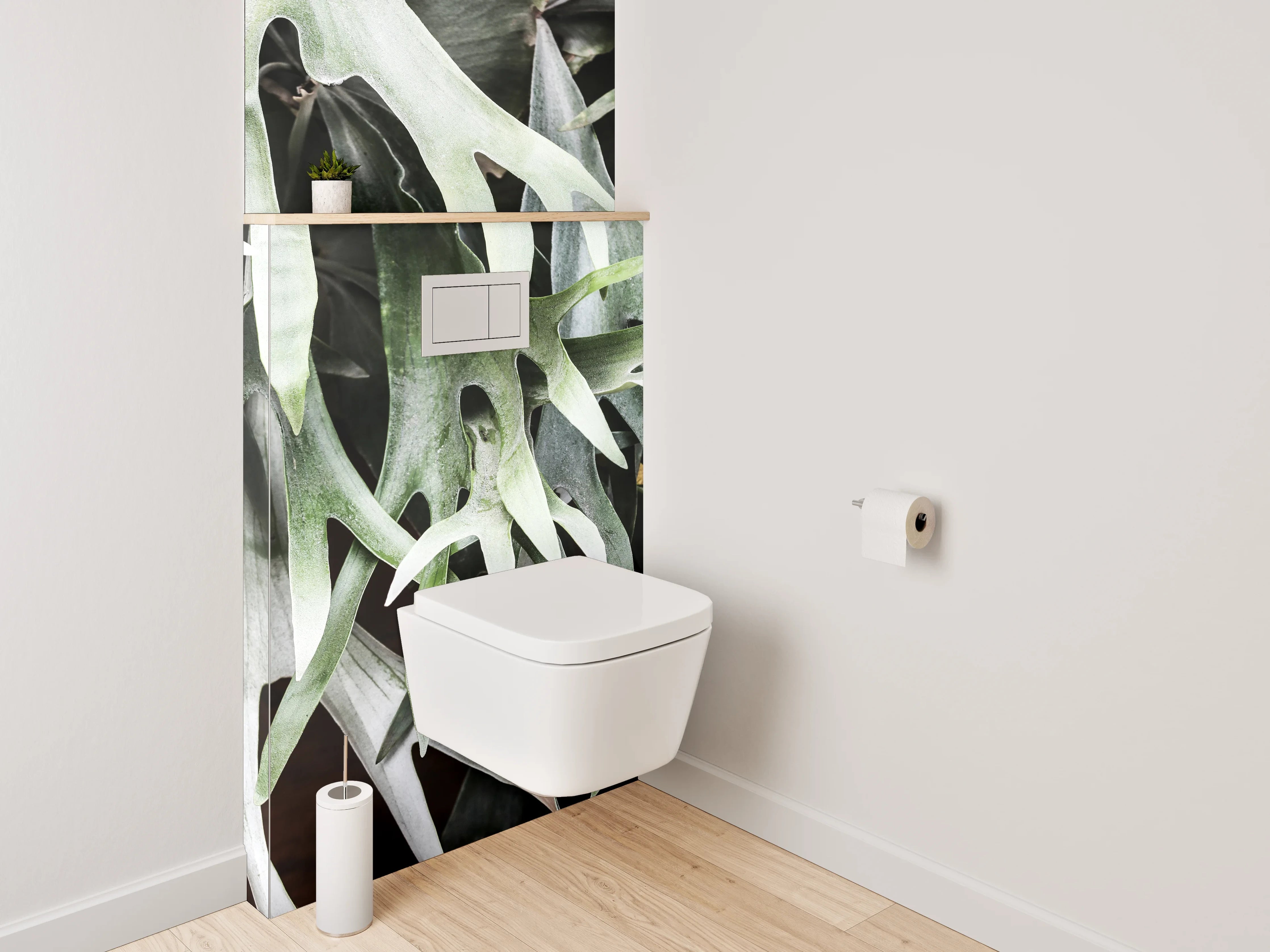 WC-Rückwand - Geweihfarn Naturfoto grün weiß